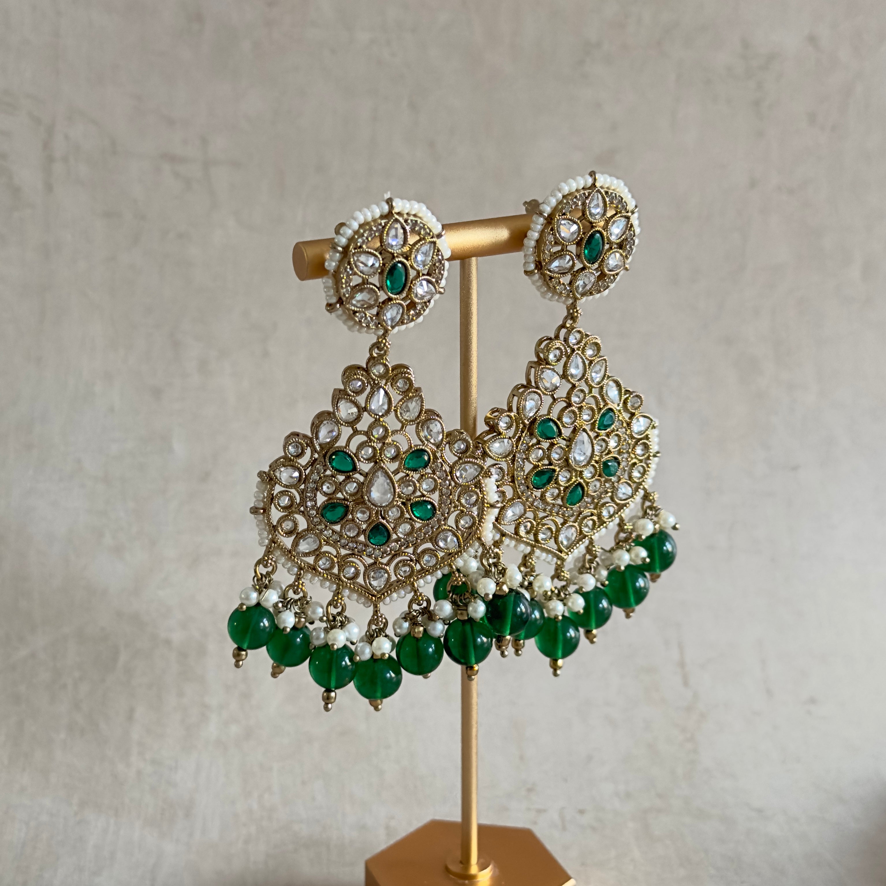 Ruhani Green Crystal Tikka Set - Ahseya & Co