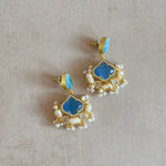 Ummara Blue Pearl Drop Earrings - Ahseya & Co