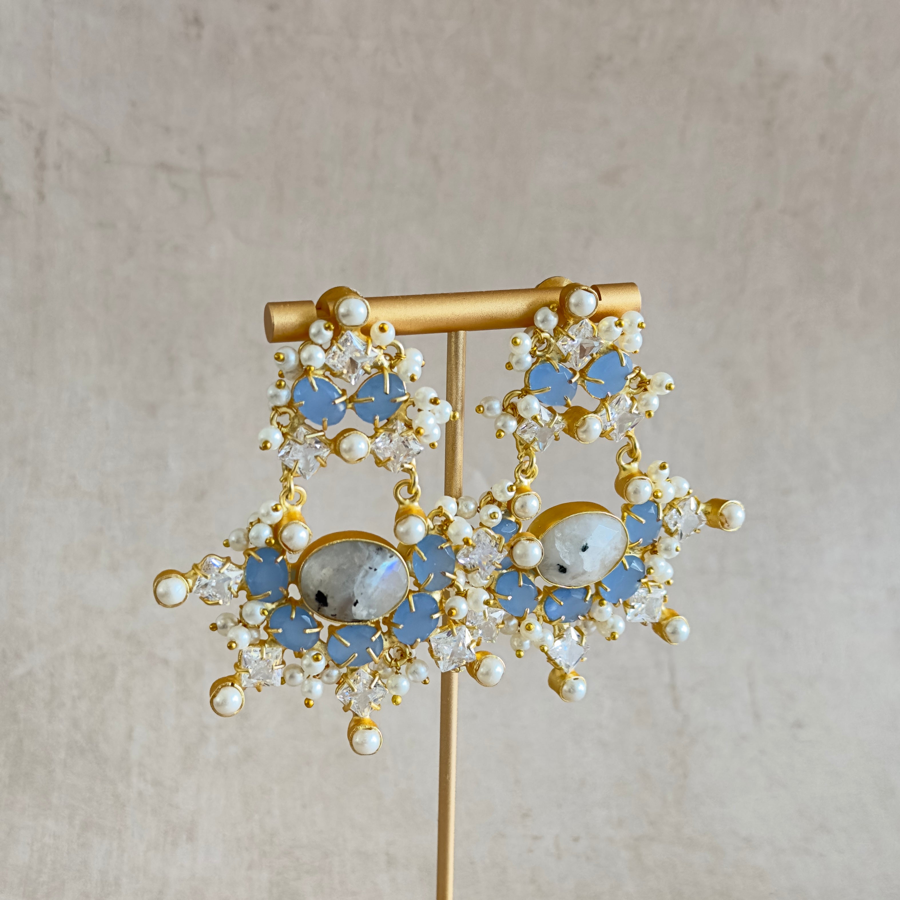 Carima Blue Crystal Drop Earrings - Ahseya & Co