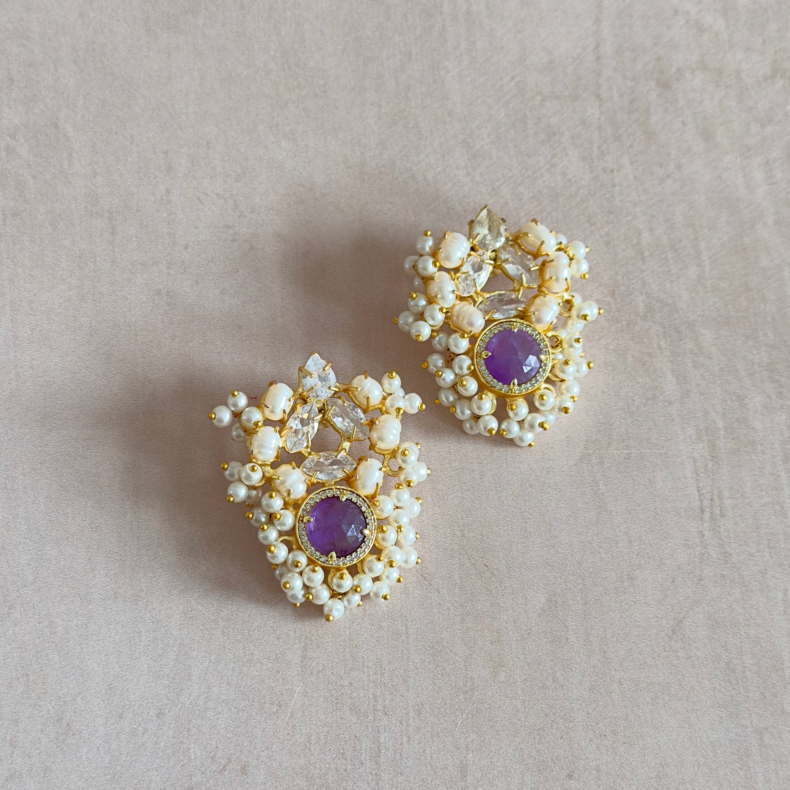 Oyster Purple Stud Earrings - Ahseya & Co