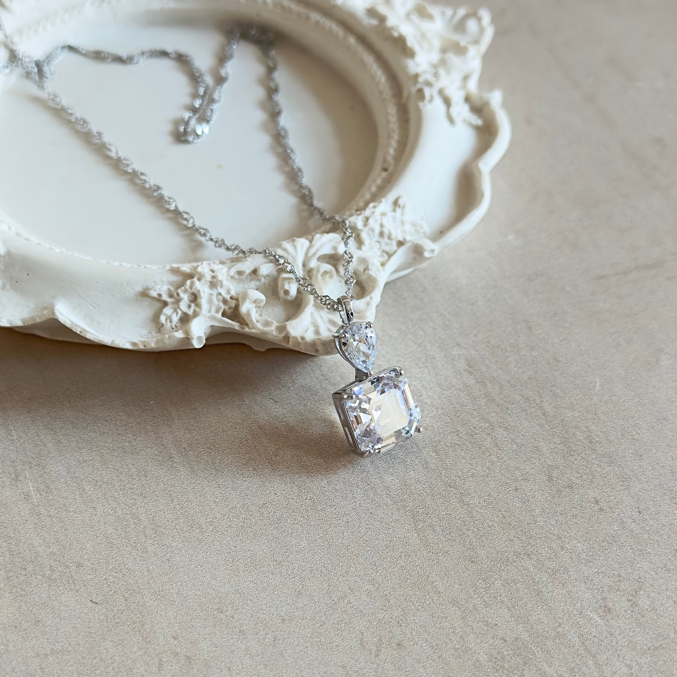 Aubrey Silver Crystal Pendant Necklace - Ahseya & Co