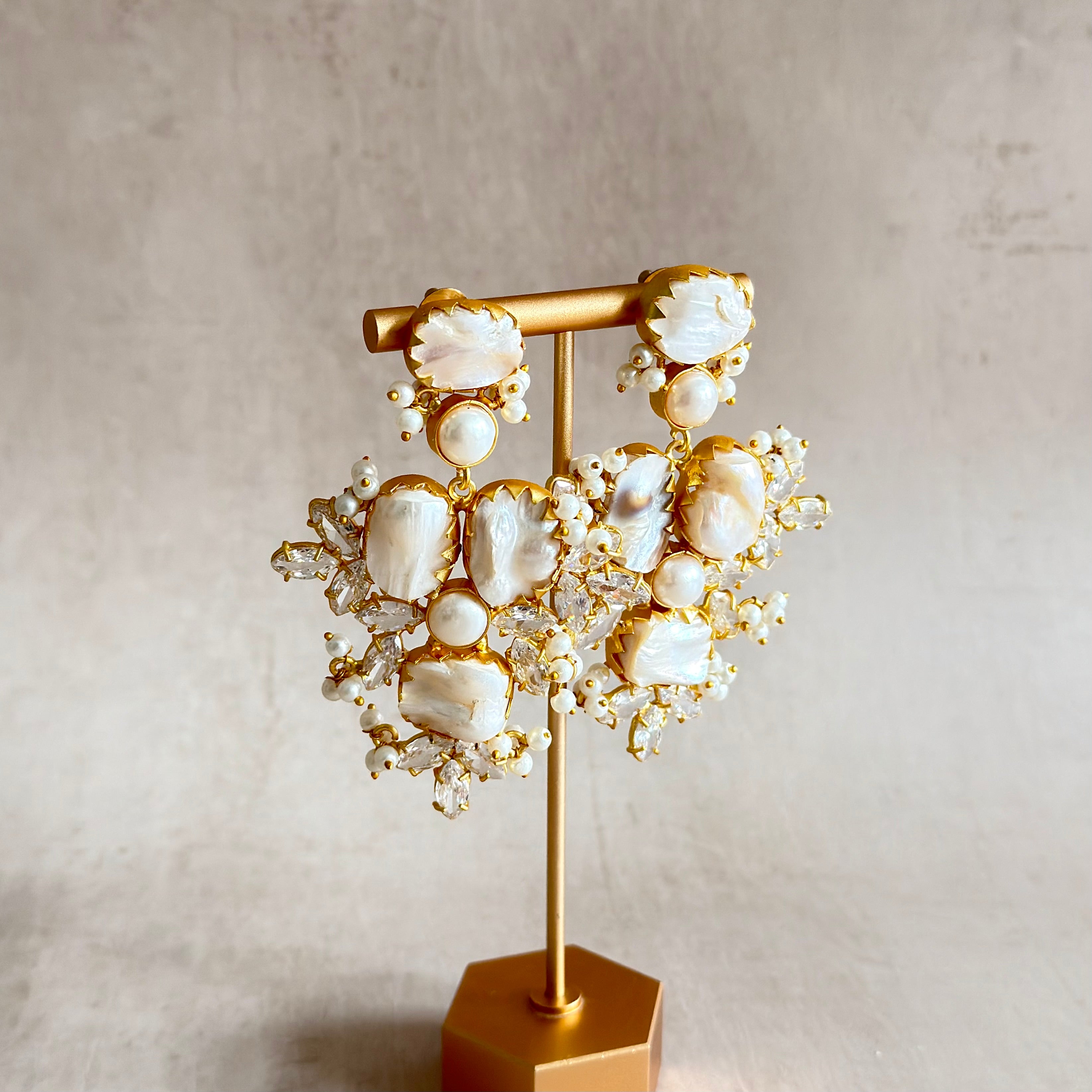 Rhea Pearl Crystal Drop Earrings - Ahseya & Co