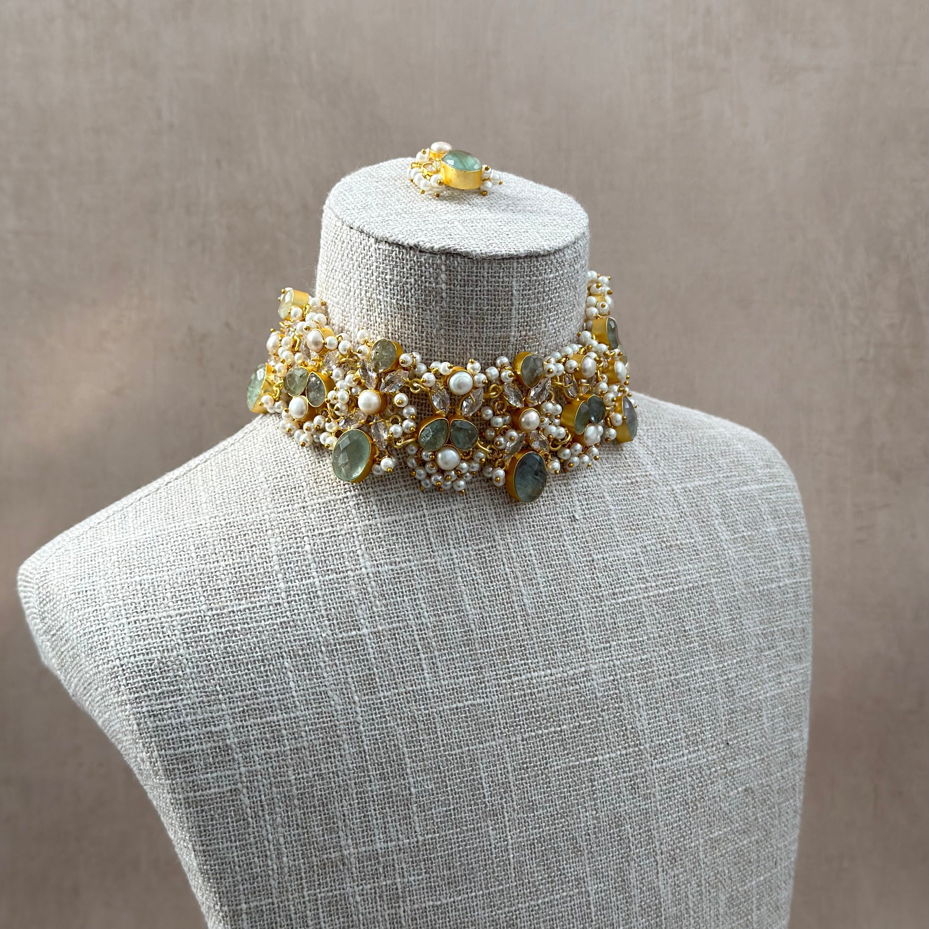 Alessia Mint Pearl Choker - Ahseya & Co