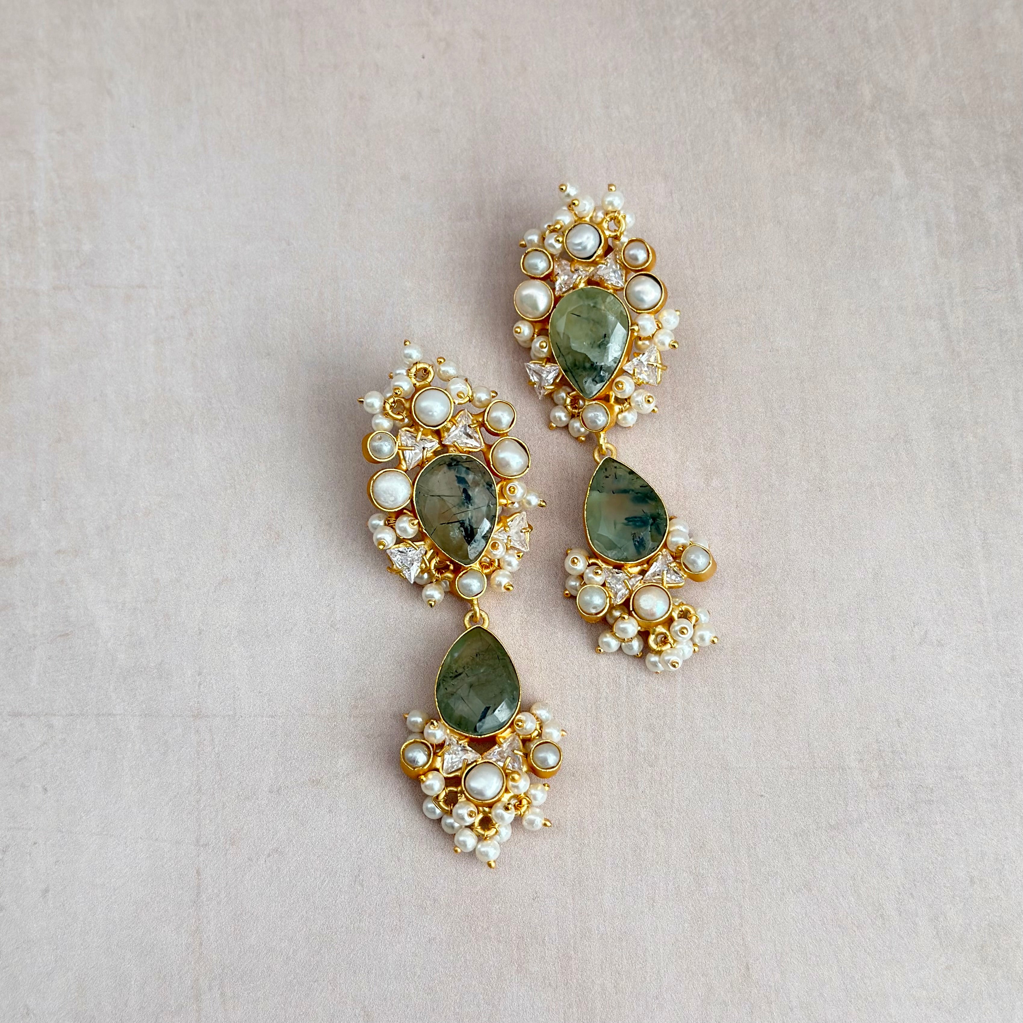 Danika Olive Pearl Drop Earrings - Ahseya & Co