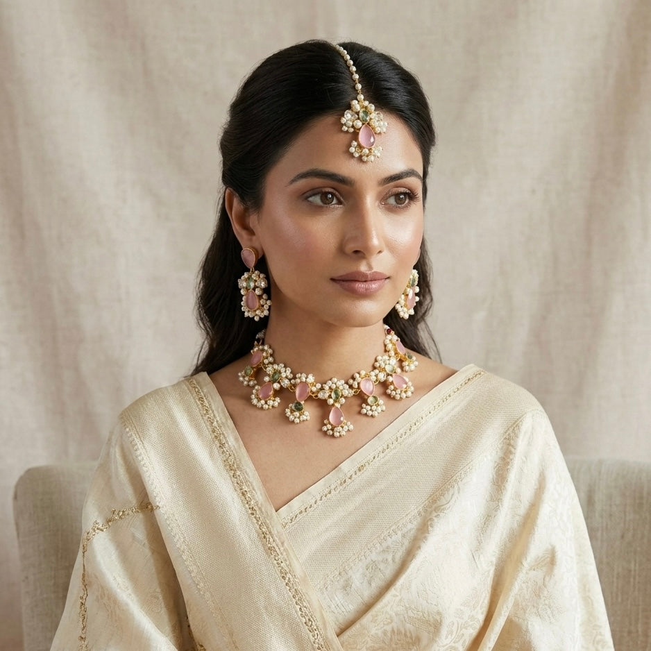 Maysun Pink Necklace Set - Ahseya & Co