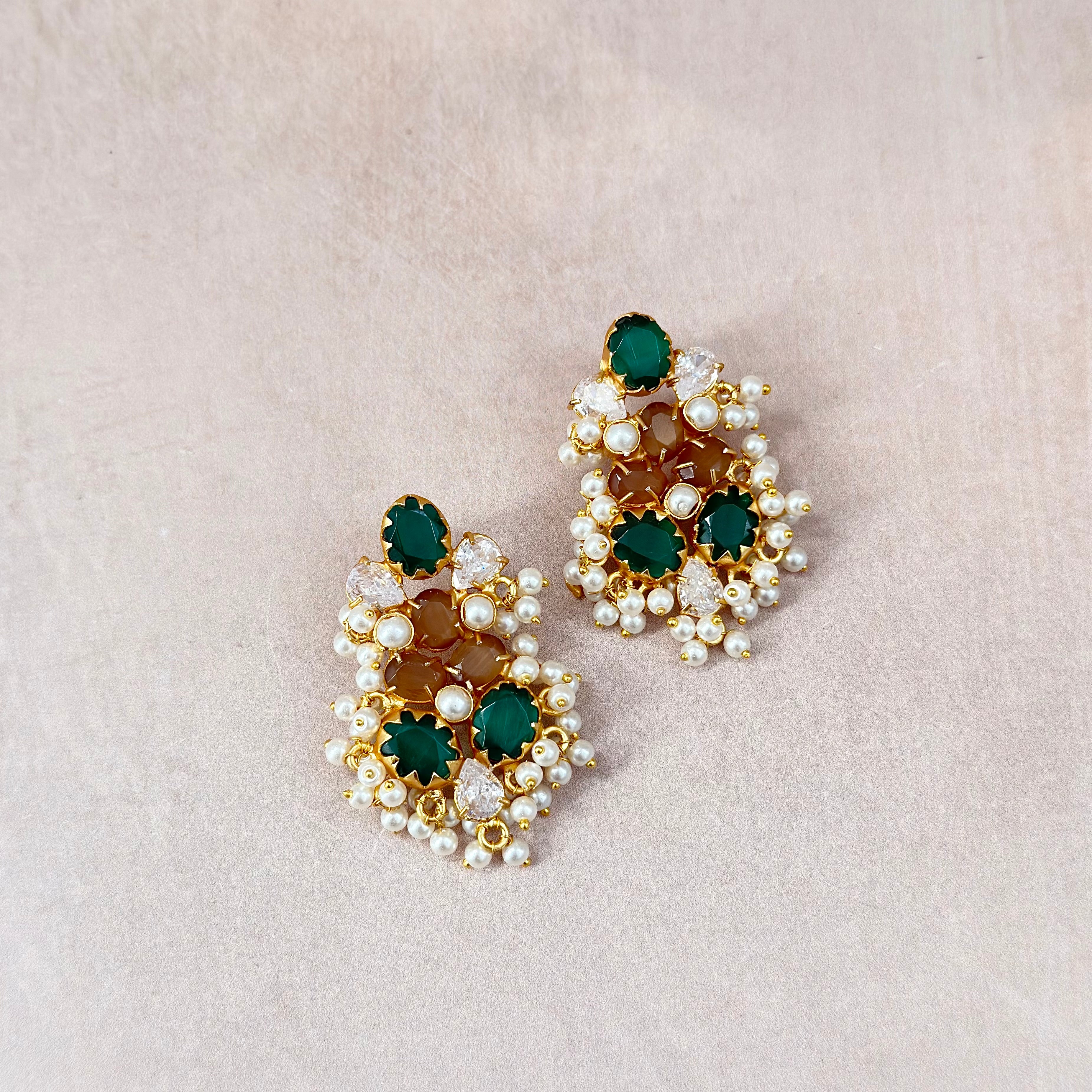 Ariana Green Stud Earrings - Ahseya & Co