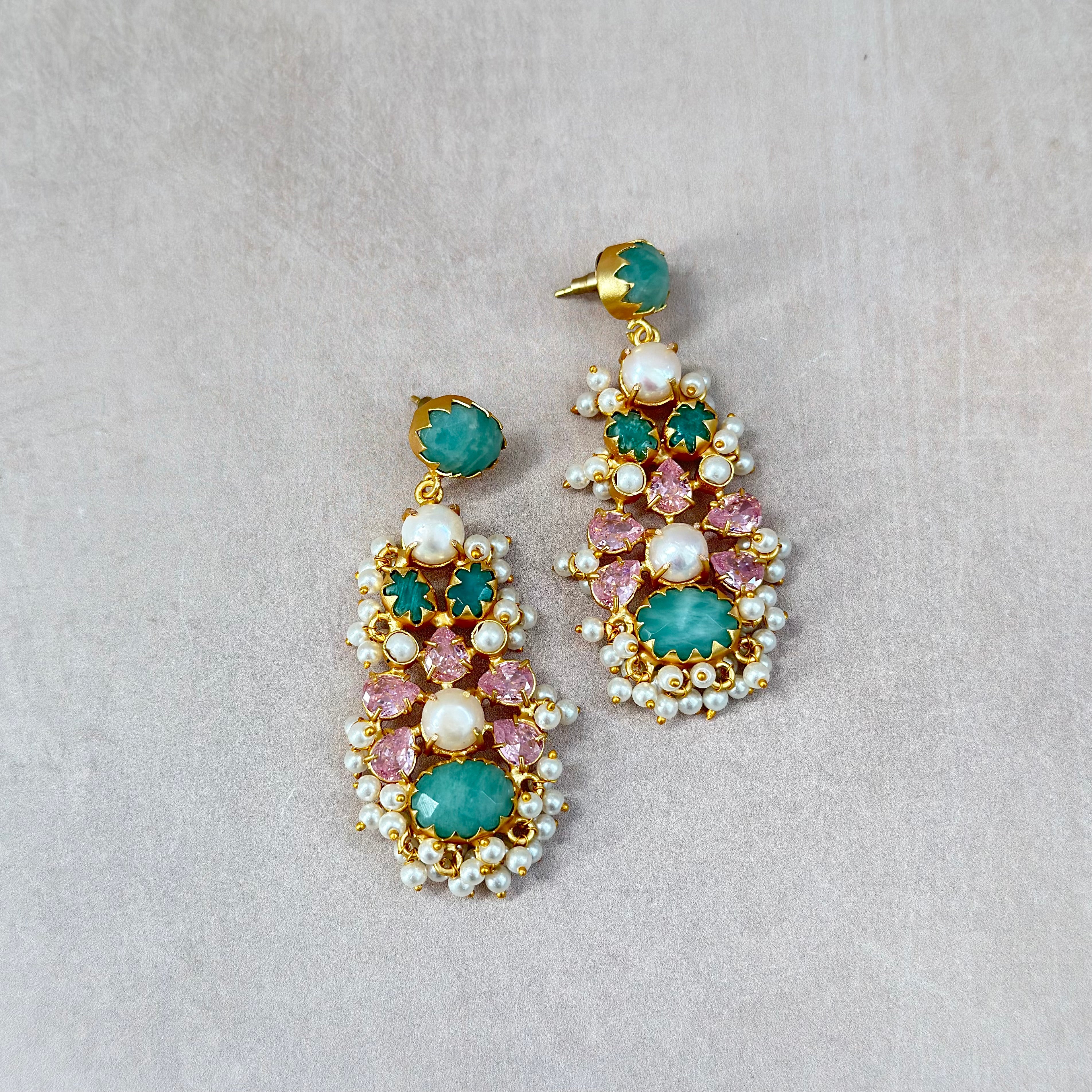 Bisan Jade Pearl Drop Earrings - Ahseya & Co