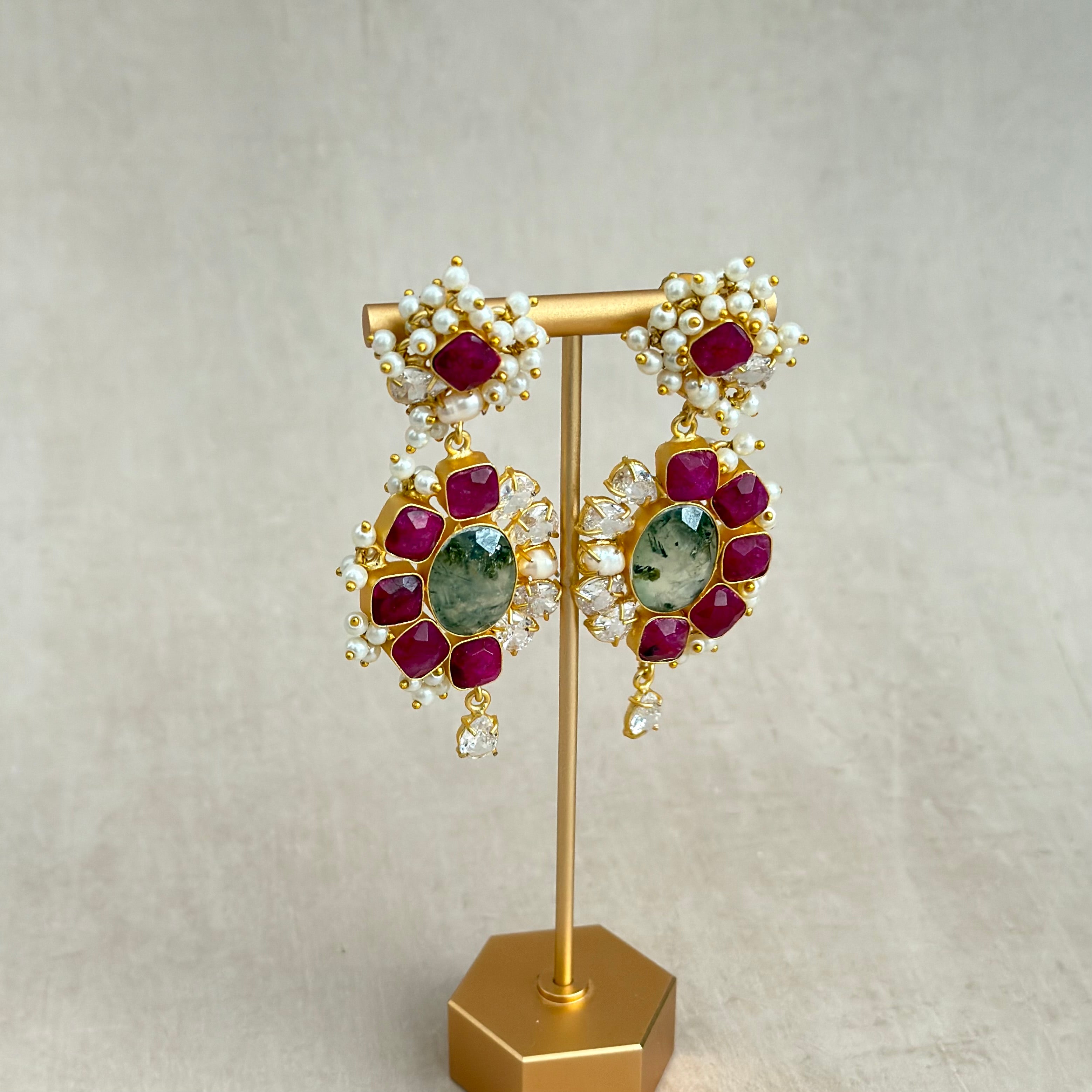 Kairo Fuchsia Olive Drop Earrings - Ahseya & Co