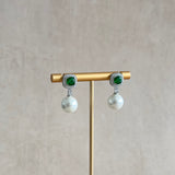 Pearly Emerald Crystal Drop Earrings