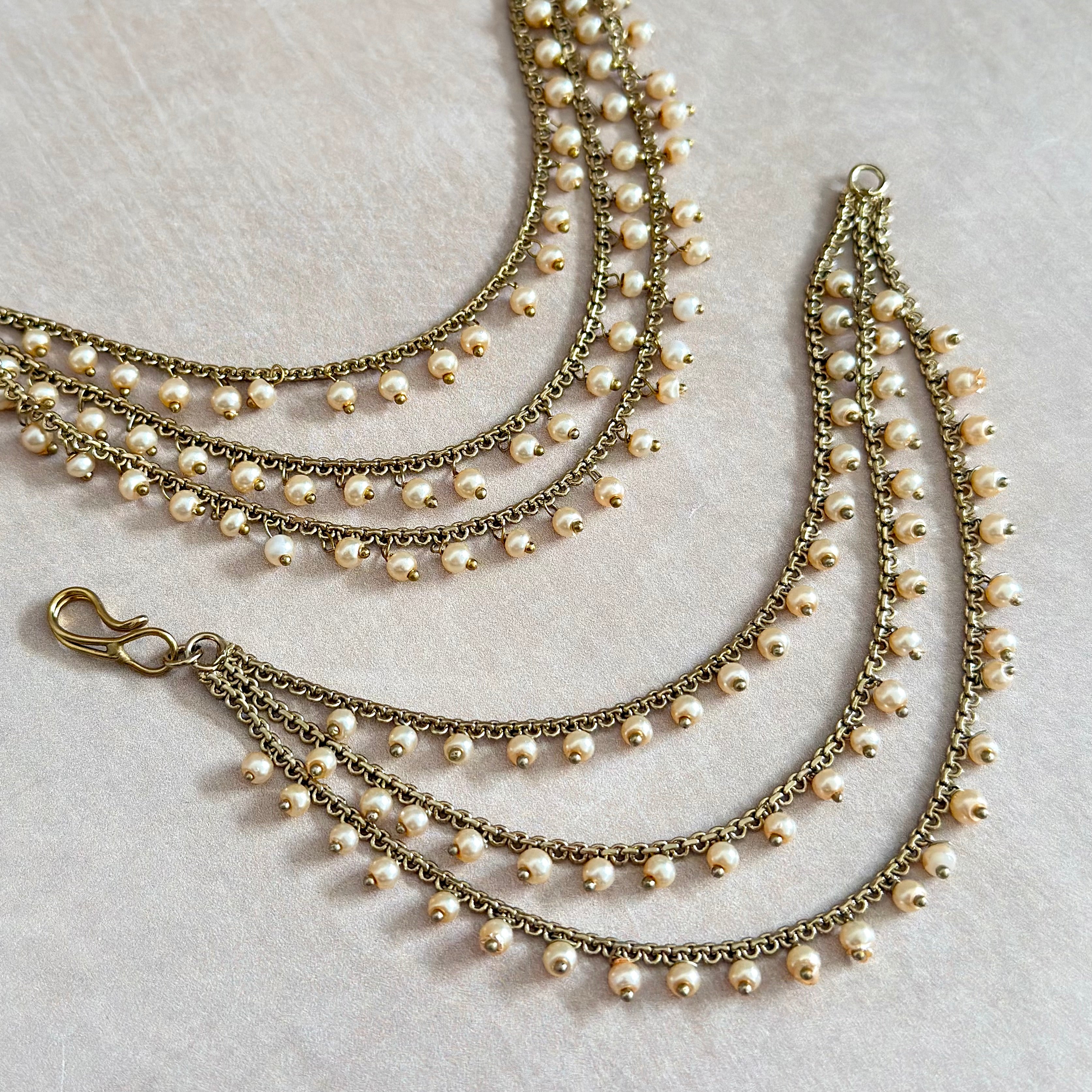Gold Beaded Earring Chains - Ahseya & Co