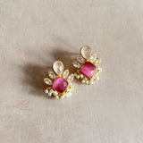 Rania Pink Crystal Stud Earrings - Ahseya & Co