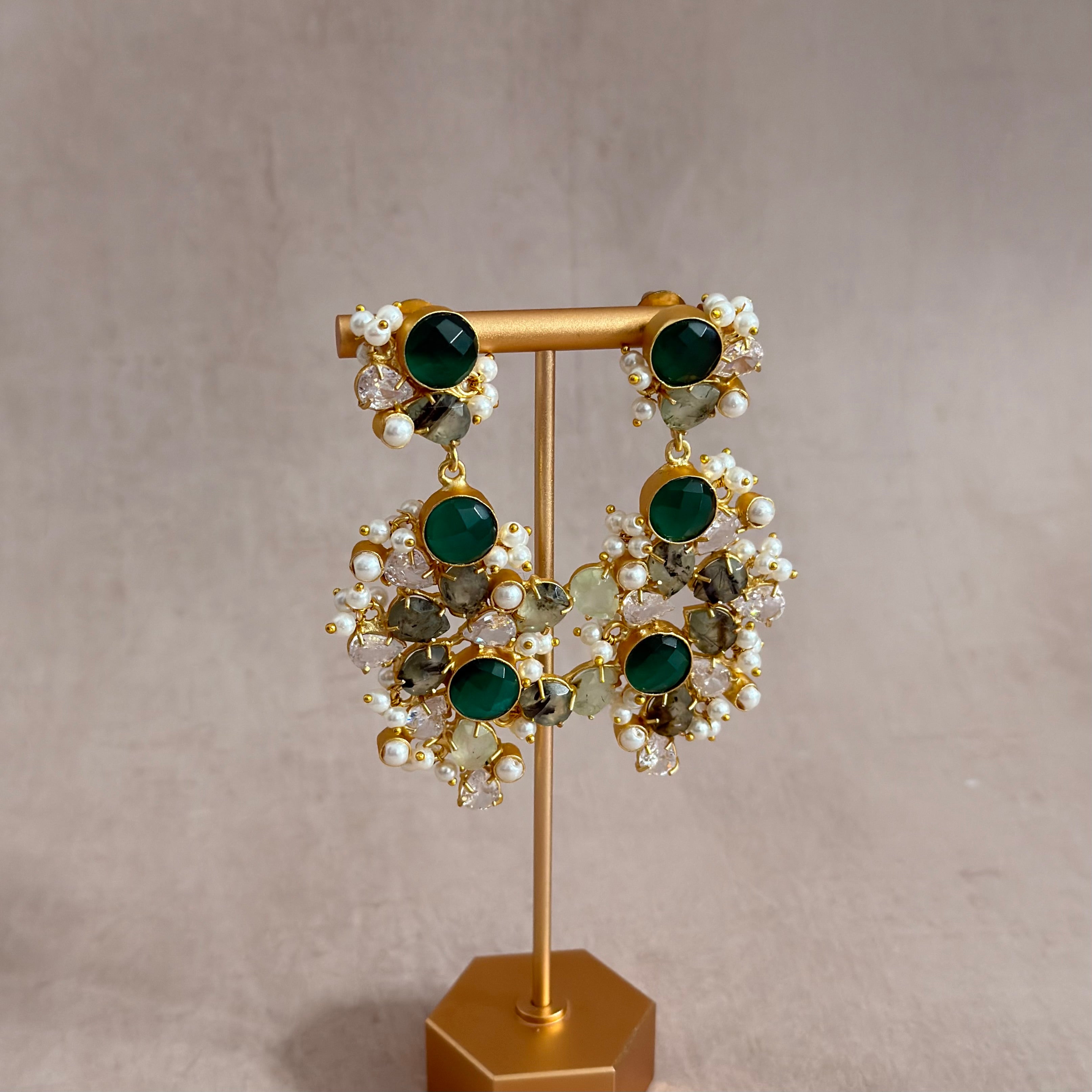 Celeste Green Drop Earrings - Ahseya & Co