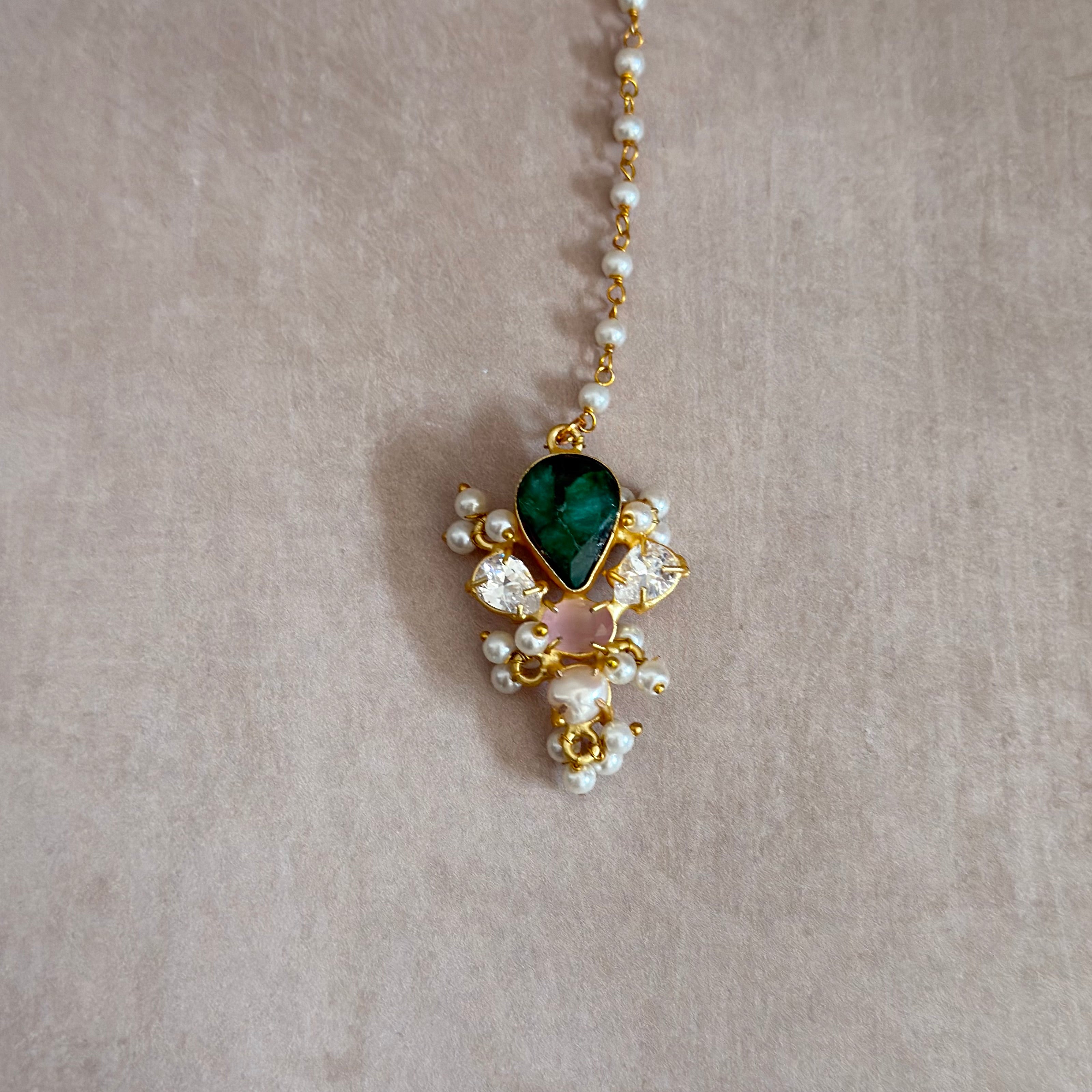 Esme Green Pink Necklace Set - Ahseya & Co