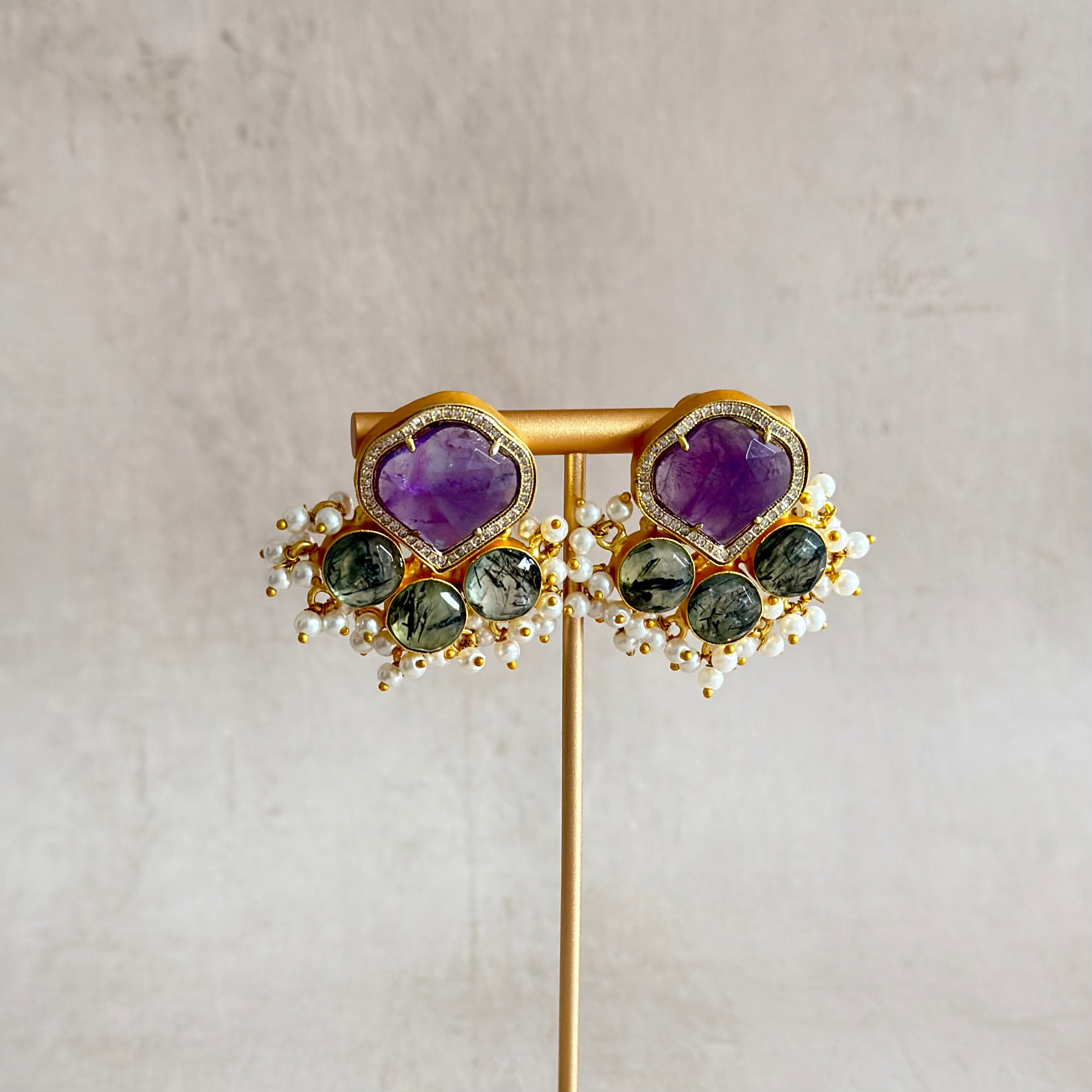 Yevette Purple Stud Earrings - Ahseya & Co