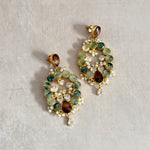 Moona Olive Crystal Drop Earrings - Ahseya & Co