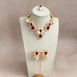 Berta Fuchsia pearl Necklace Set - Ahseya & Co