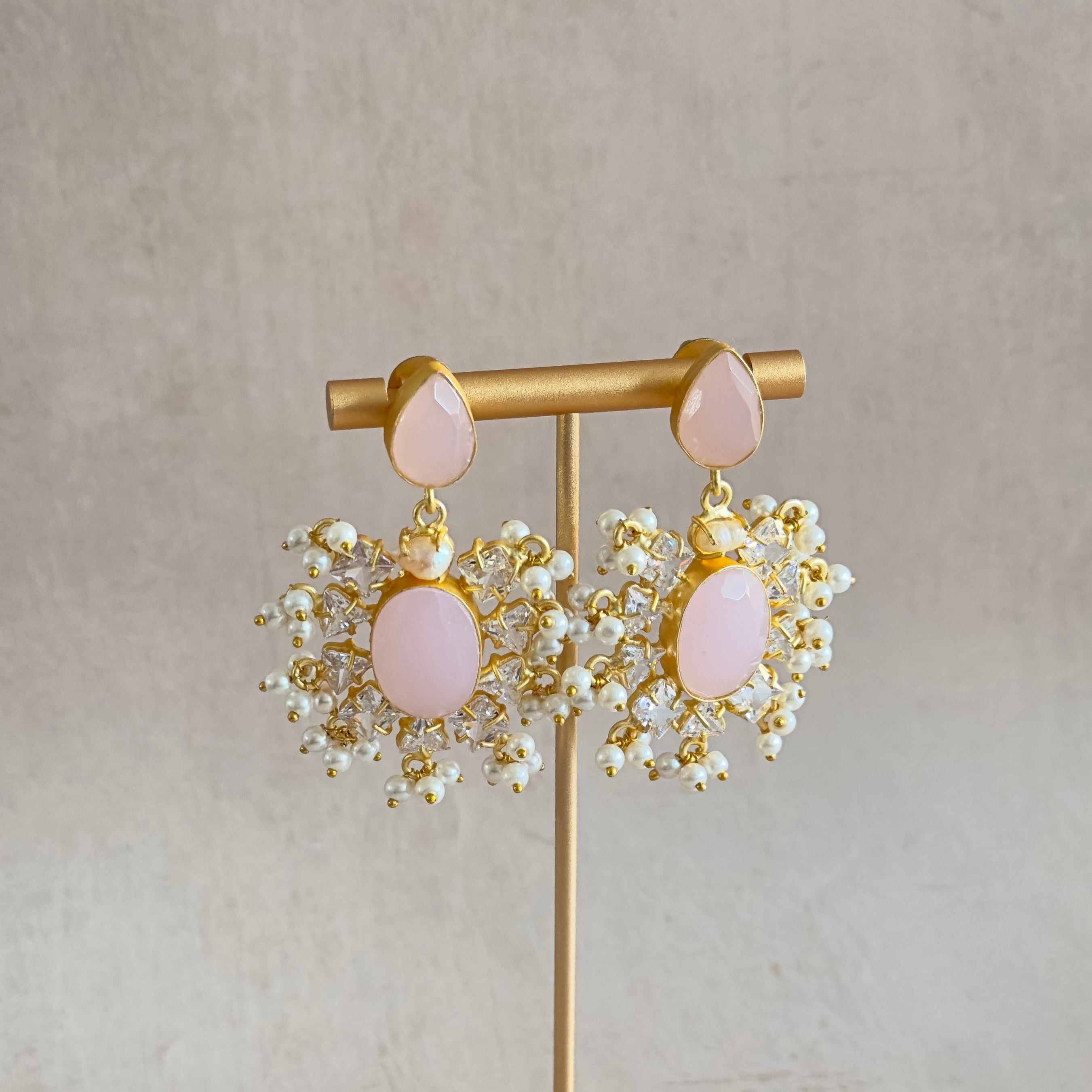 Skyla Pink Pearl Drop Earrings - Ahseya & Co