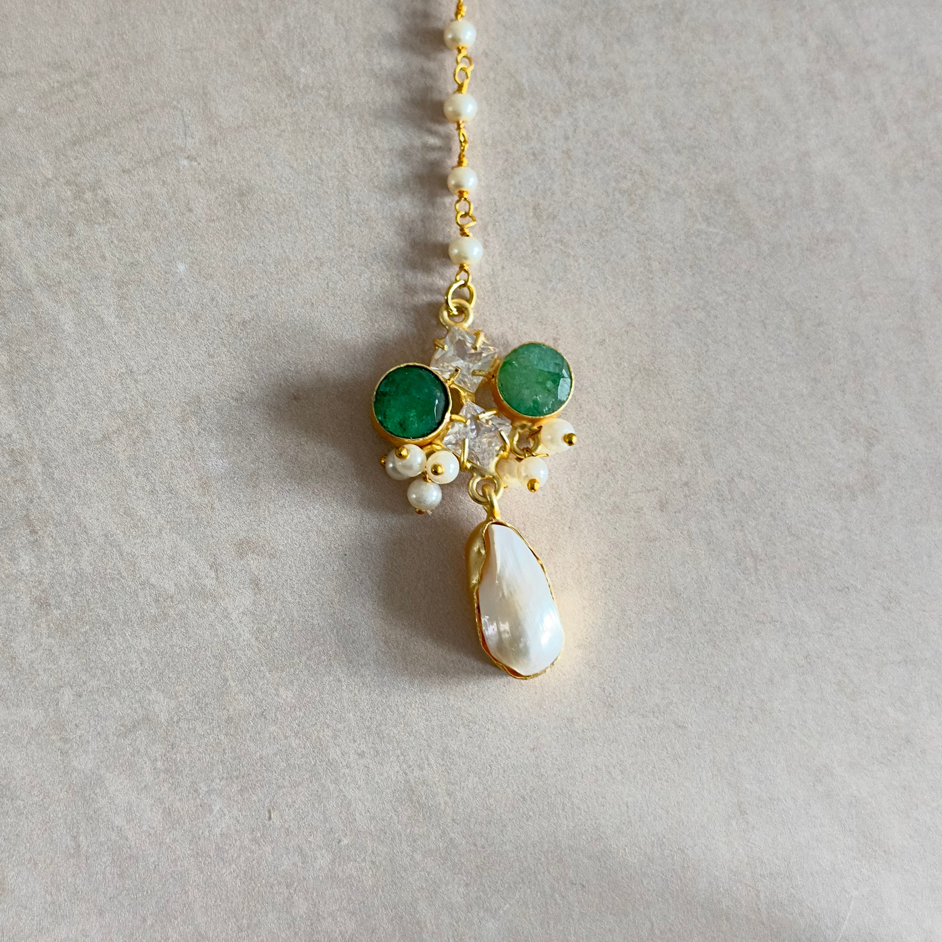 Carmen Pearl Green Necklace Set - Ahseya & Co