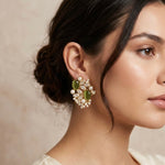 Roxy Olive Pearl Crystal Stud Earrings - Ahseya & Co