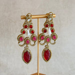 Hudaifa Pink Crystal Drop Earrings - Ahseya & Co