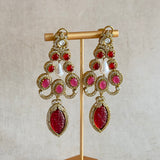 Hudaifa Pink Crystal Drop Earrings - Ahseya & Co