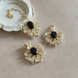 Ayesha Black Crystal Tikka Set