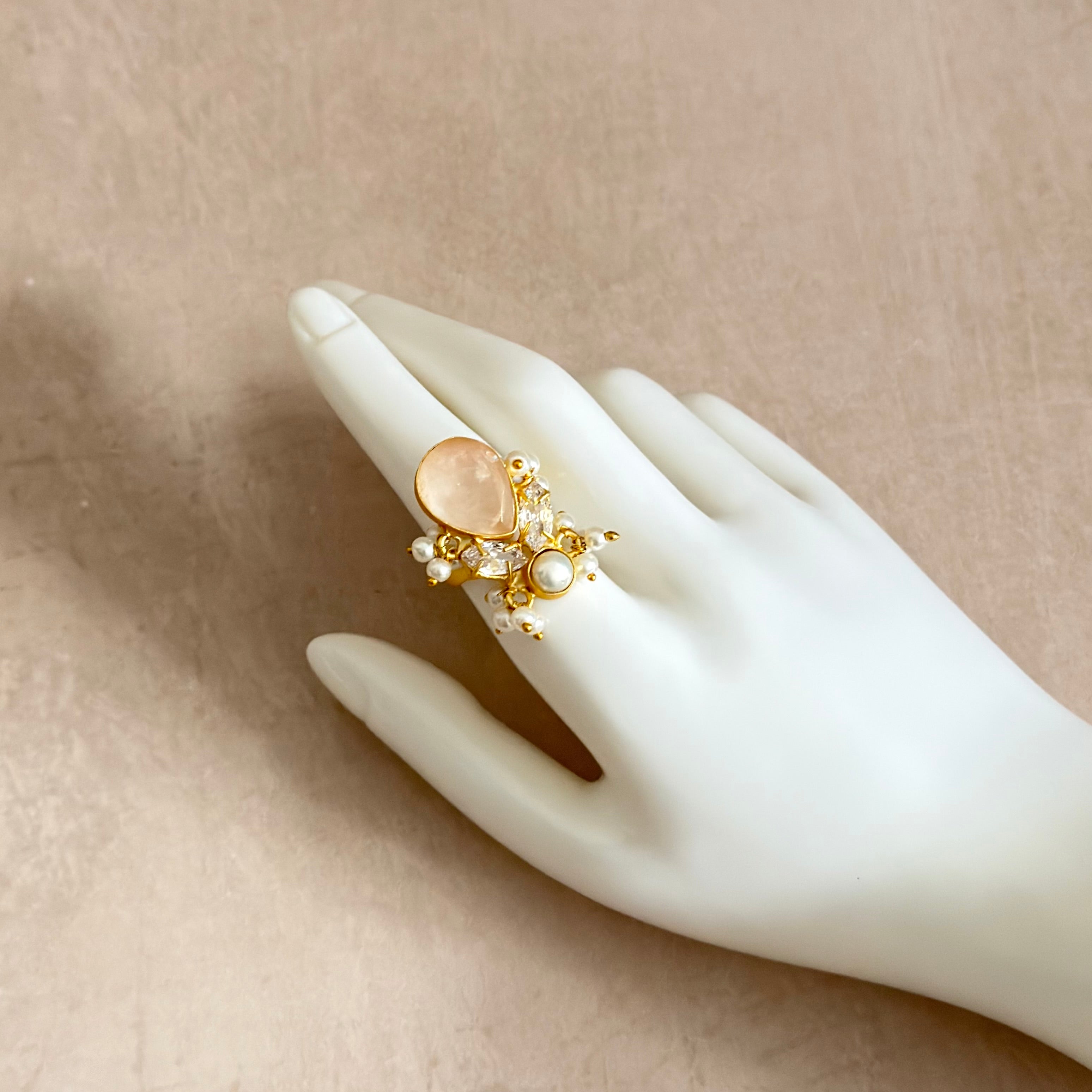 Alessia Pink Pearl Ring - Ahseya & Co