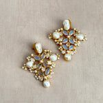 Aseelah pearl Crystal Drop Earrings - Ahseya & Co