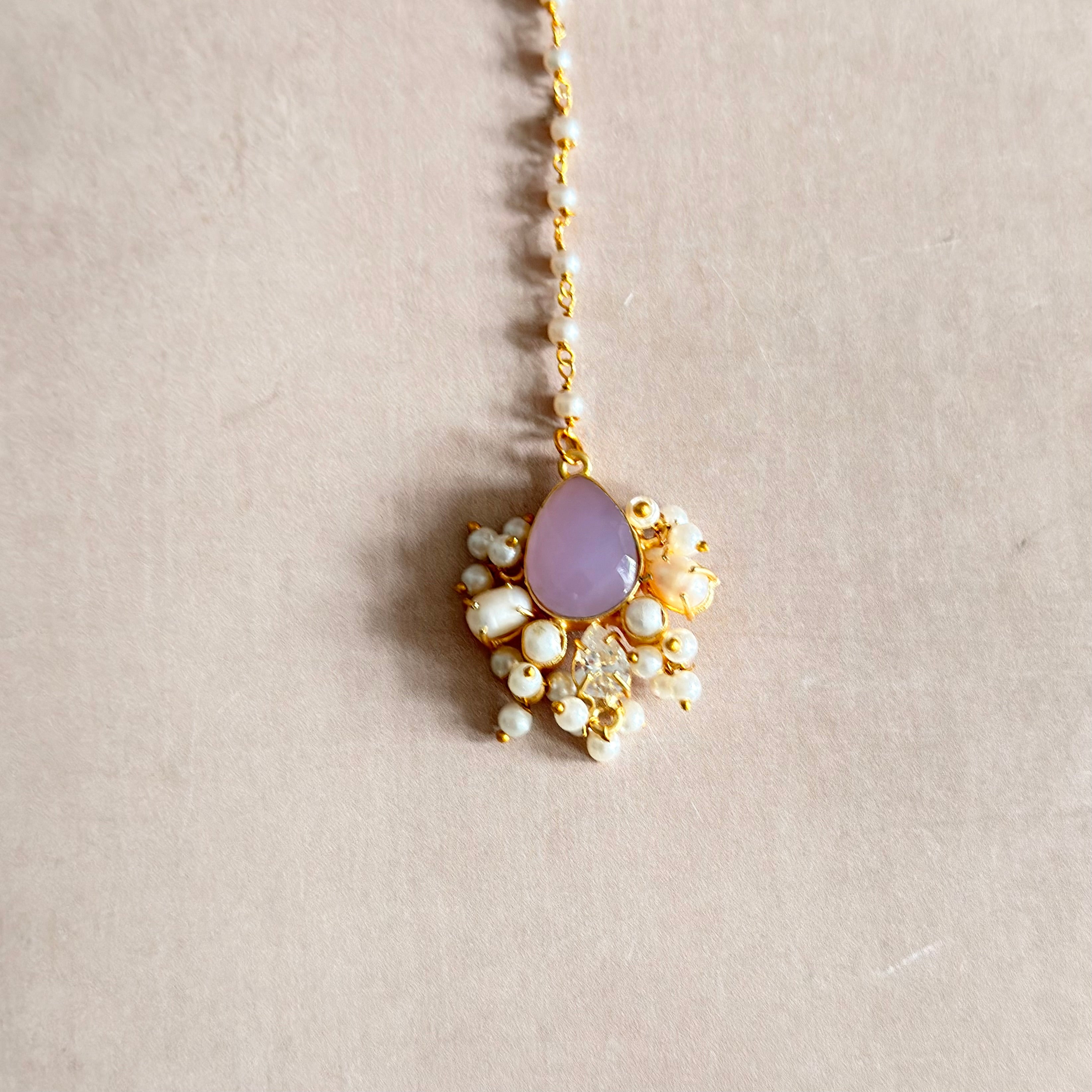 Tayla Lilac Pearl Necklace Set - Ahseya & Co