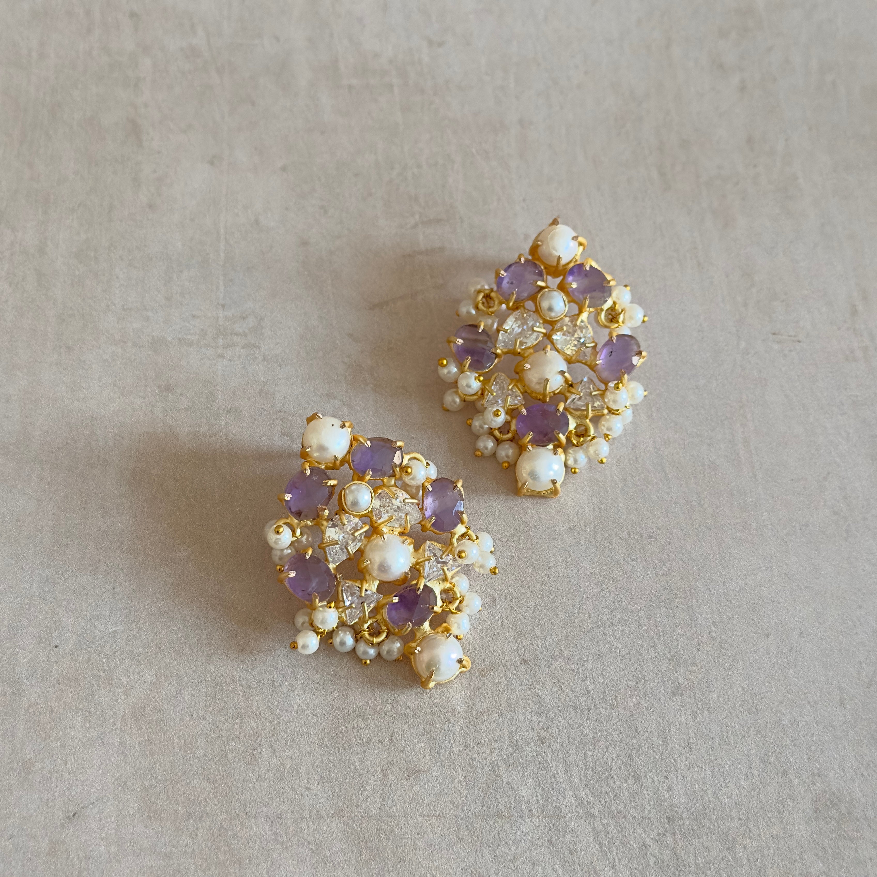 Diora Purple Stud Earrings - Ahseya & Co
