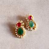 Rida Pink Green Crystal Stud Earrings