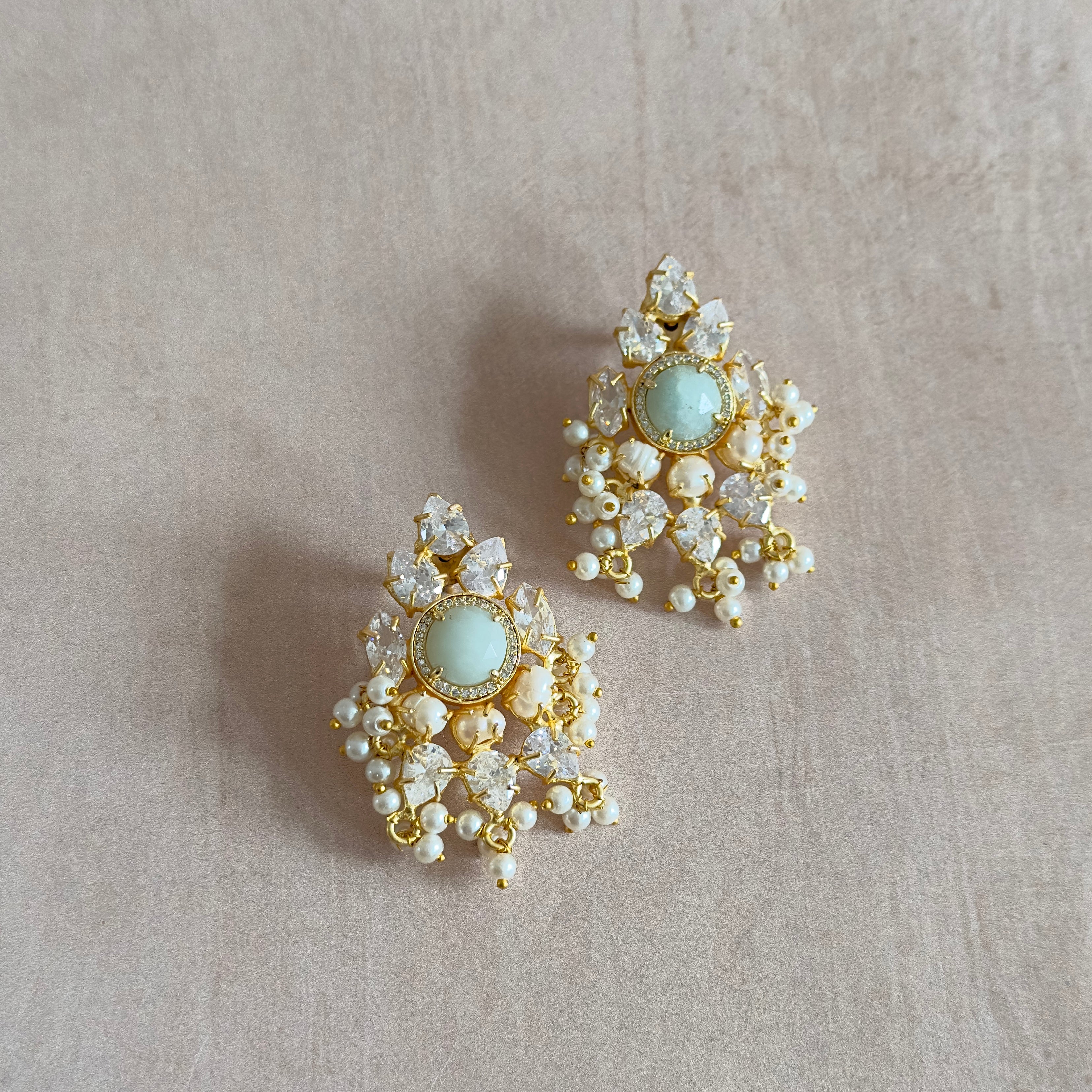 Viola Mint Crystal Stud Earrings - Ahseya & Co