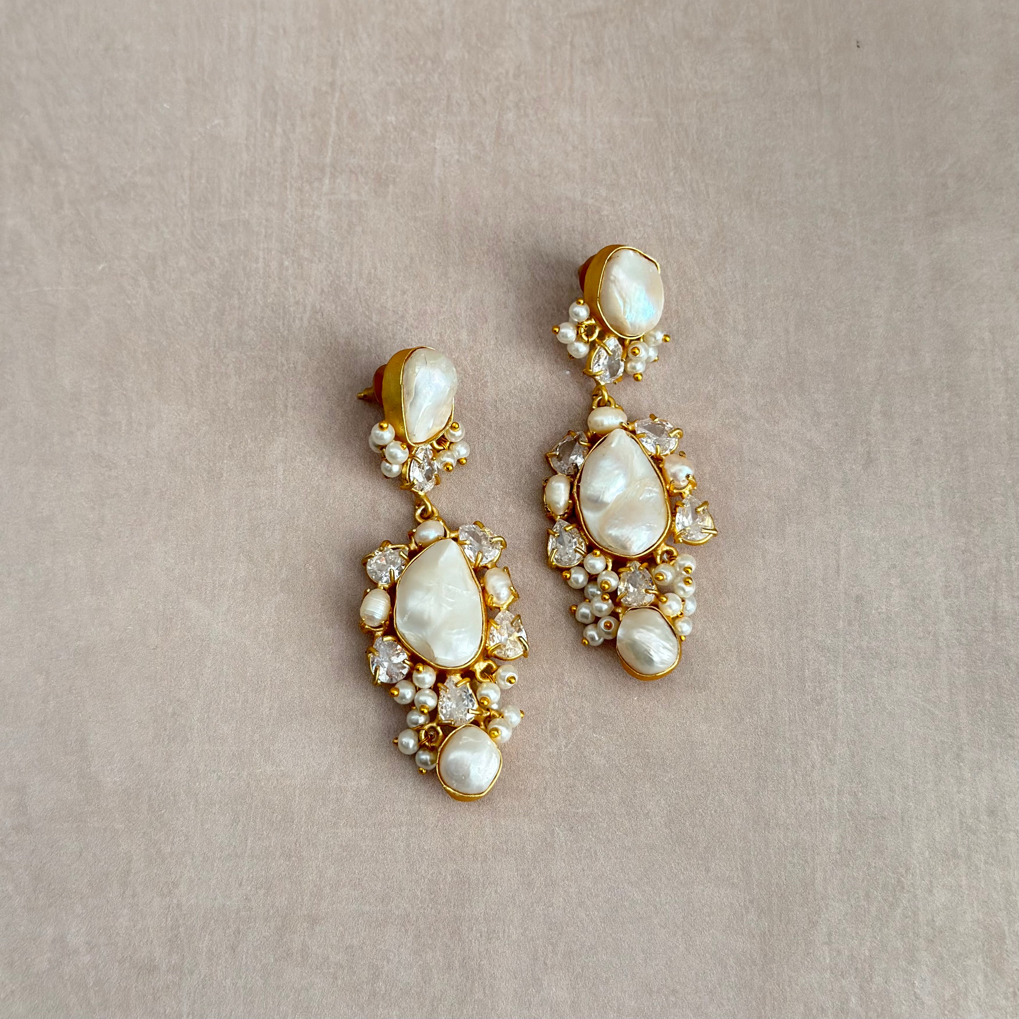 Crystal Pearl Drop Earrings - Ahseya & Co