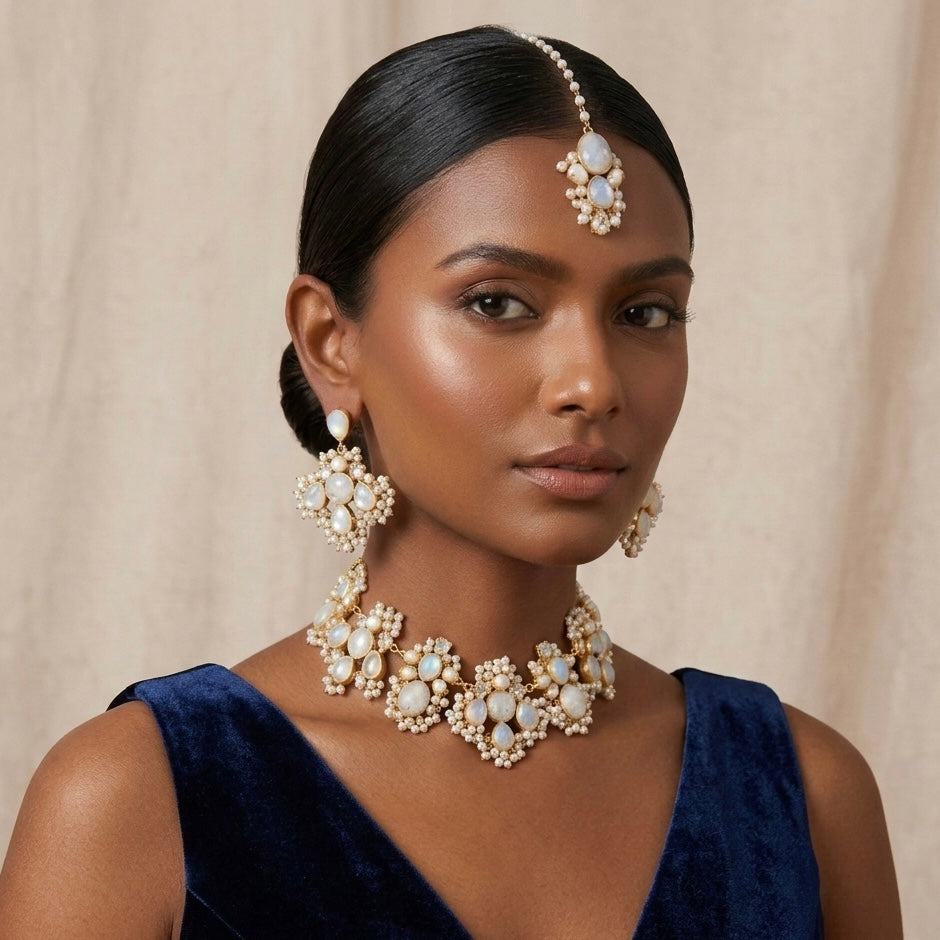 Vayda Crystal Necklace Set - Ahseya & Co