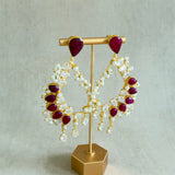 Lazura Maroon Crystal Drop Earrings