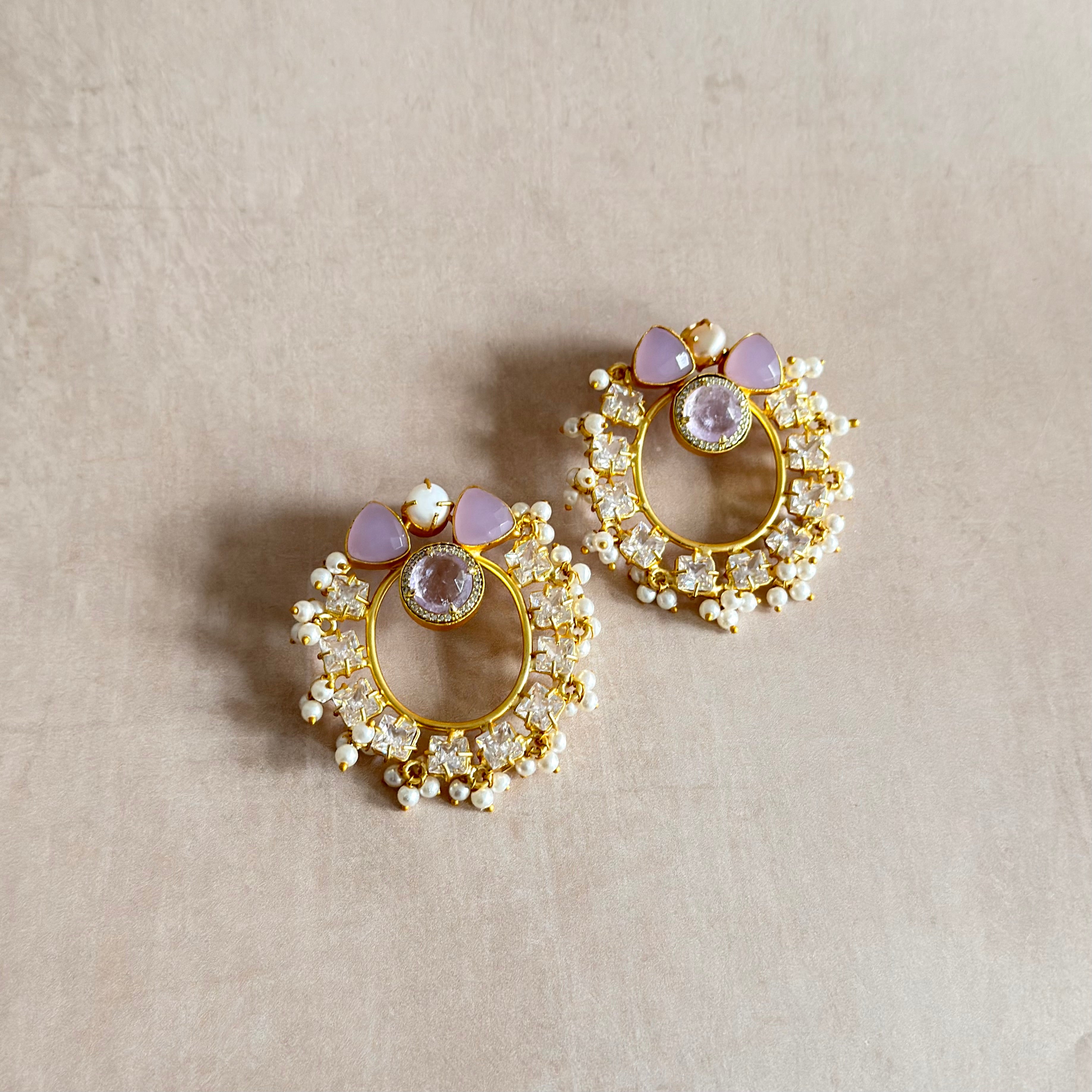Sloane Lilac Crystal Stud Earrings - Ahseya & Co