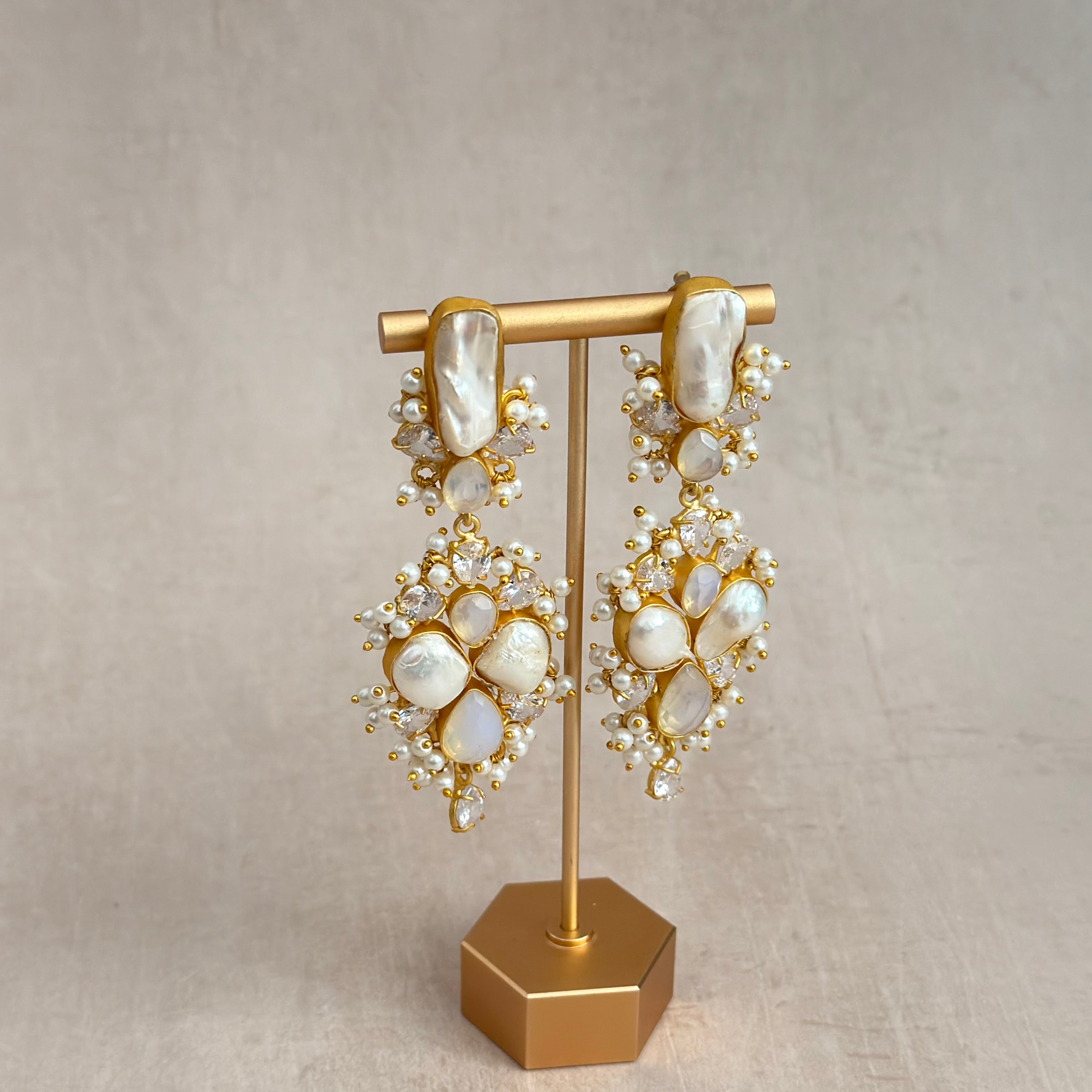 Lottie Pearl Crystal Drop Earrings - Ahseya & Co