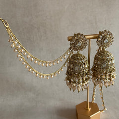 Gold Beaded Earring Chains - Ahseya & Co