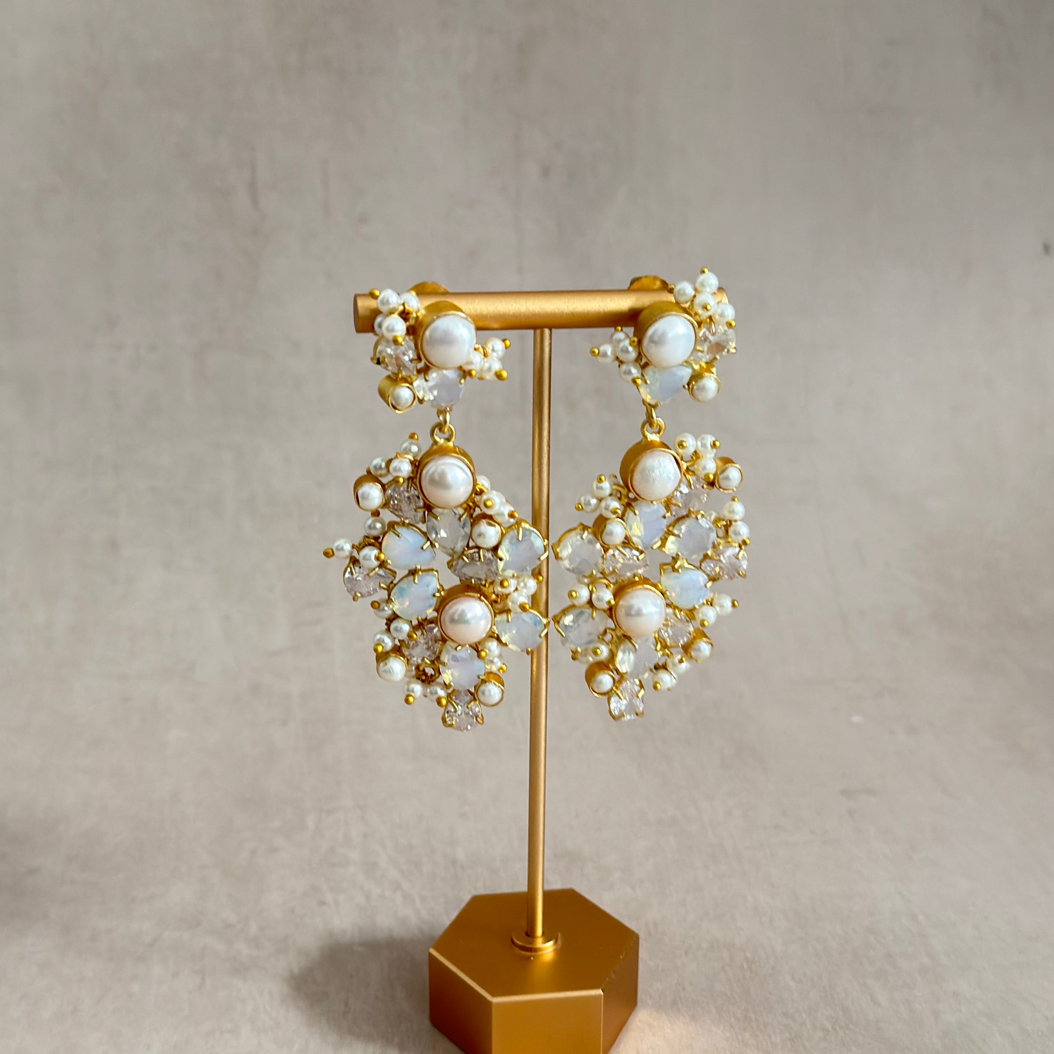 Celeste Crystal Pearl Drop Earrings - Ahseya & Co