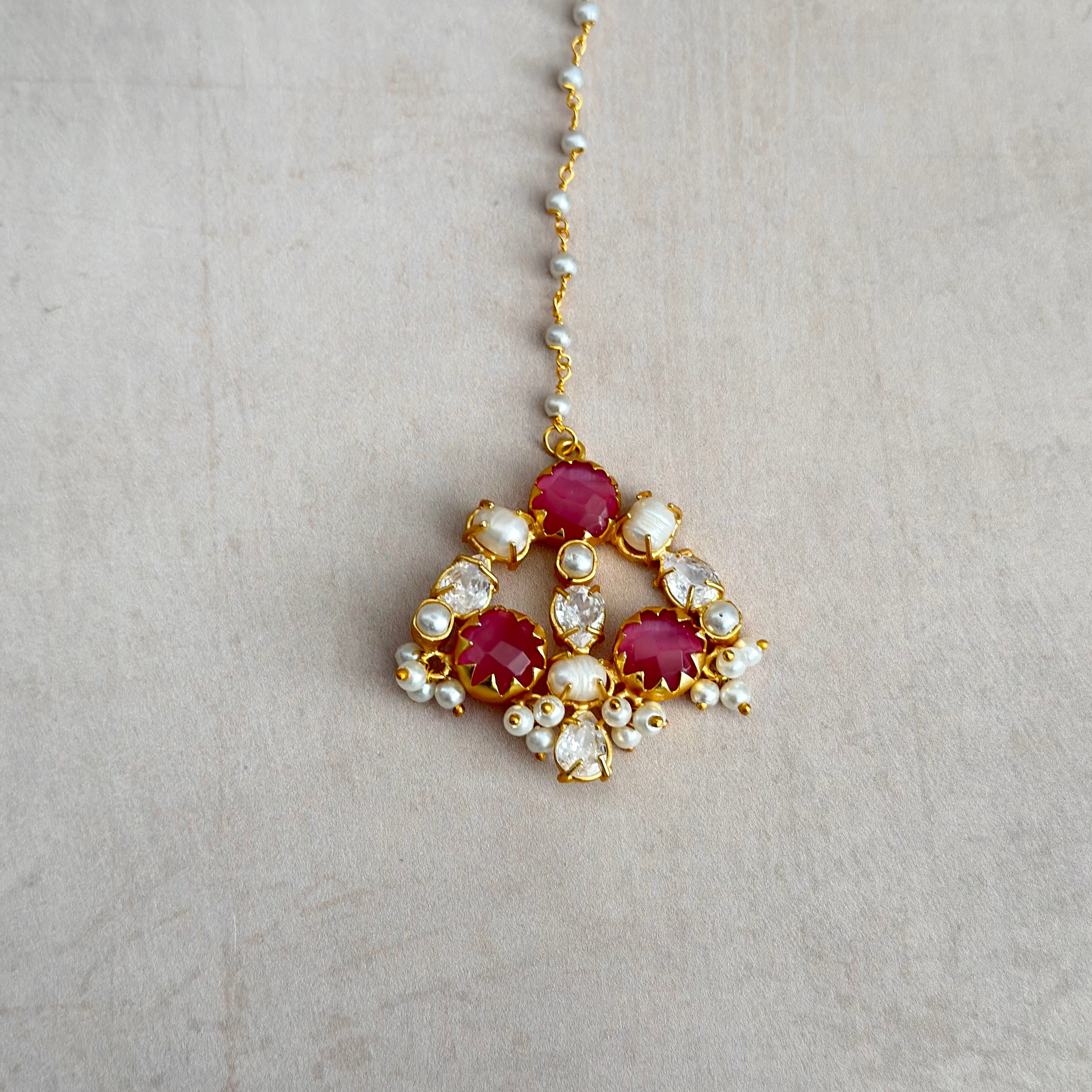 Aaliyah Pink Crystal Choker Set - Ahseya & Co