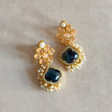 Teal Peach Drop Earrings