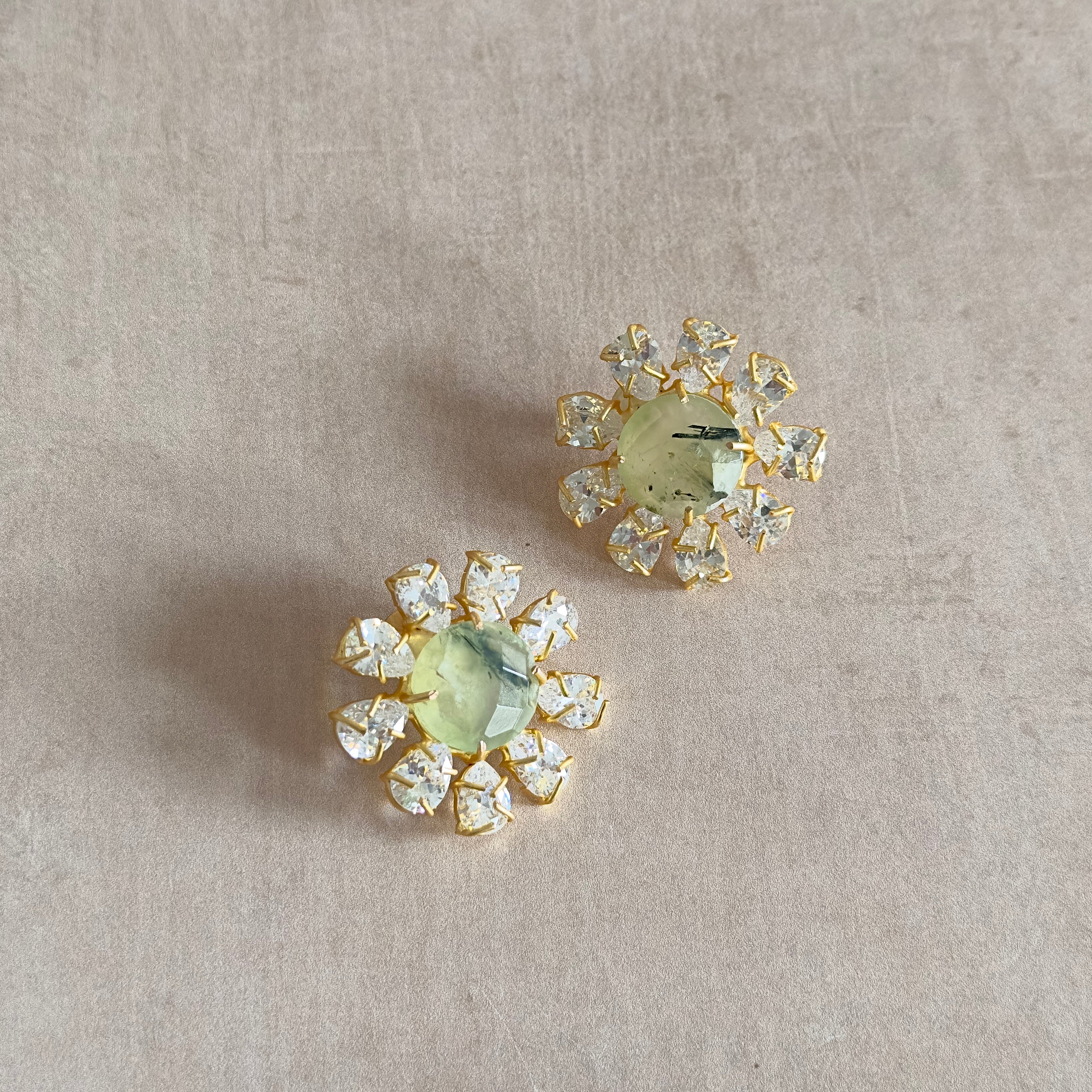 Flora Olive Crystal Stud Earrings - Ahseya & Co