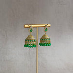 Green Crystal Mini Jhumka Earrings - Ahseya & Co.