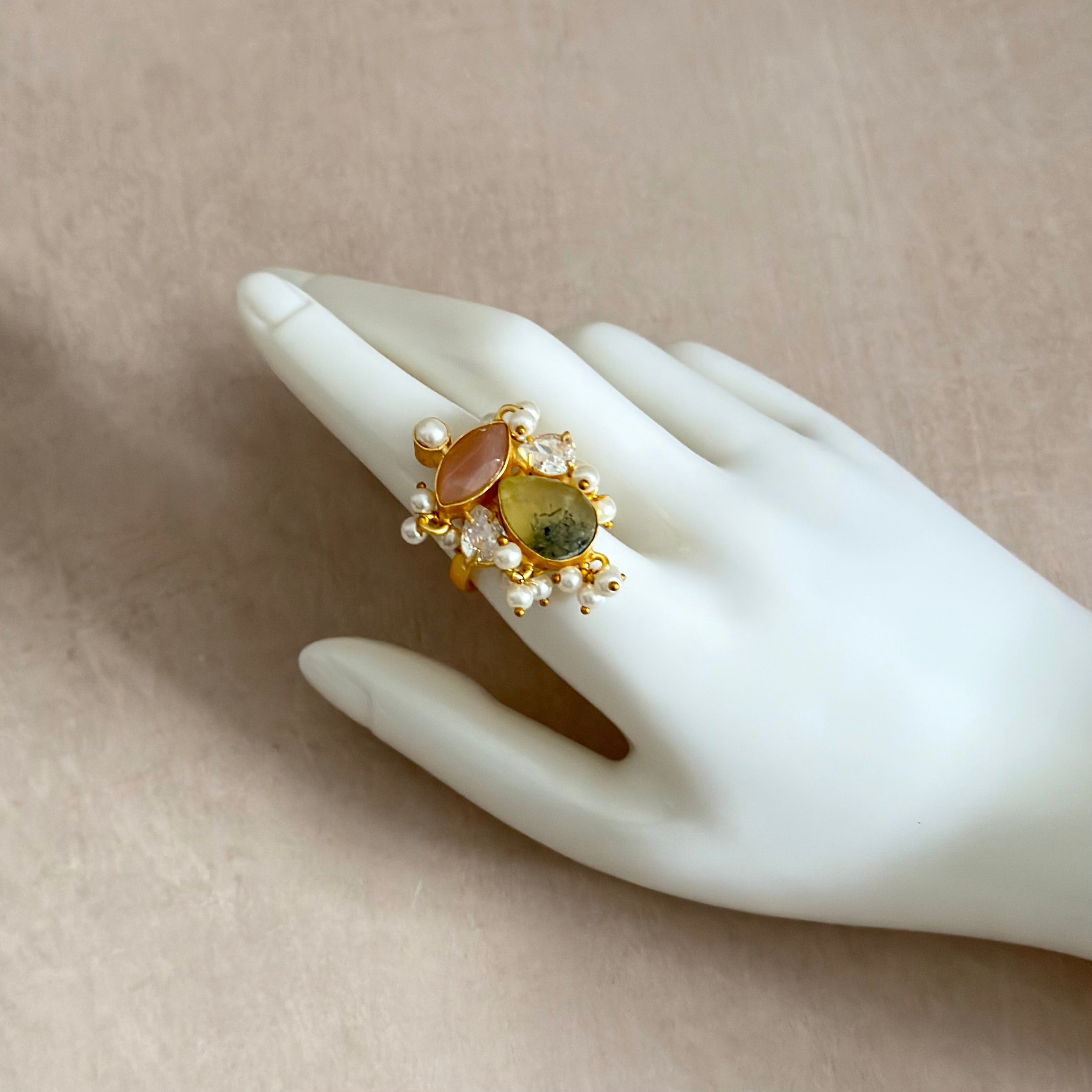 Gwen Peach Olive Ring - Ahseya & Co