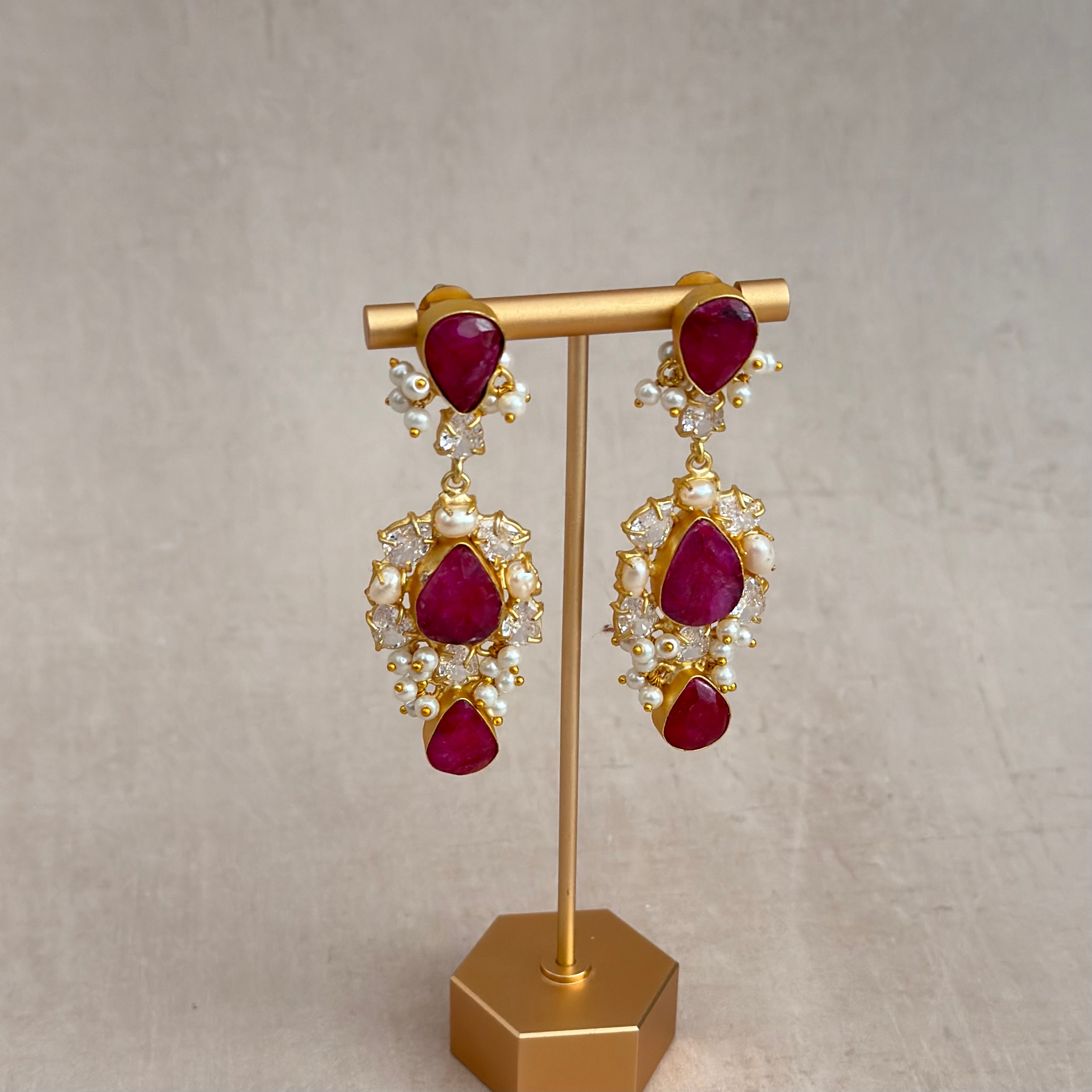 Crystal Fuchsia Drop Earrings - Ahseya & Co