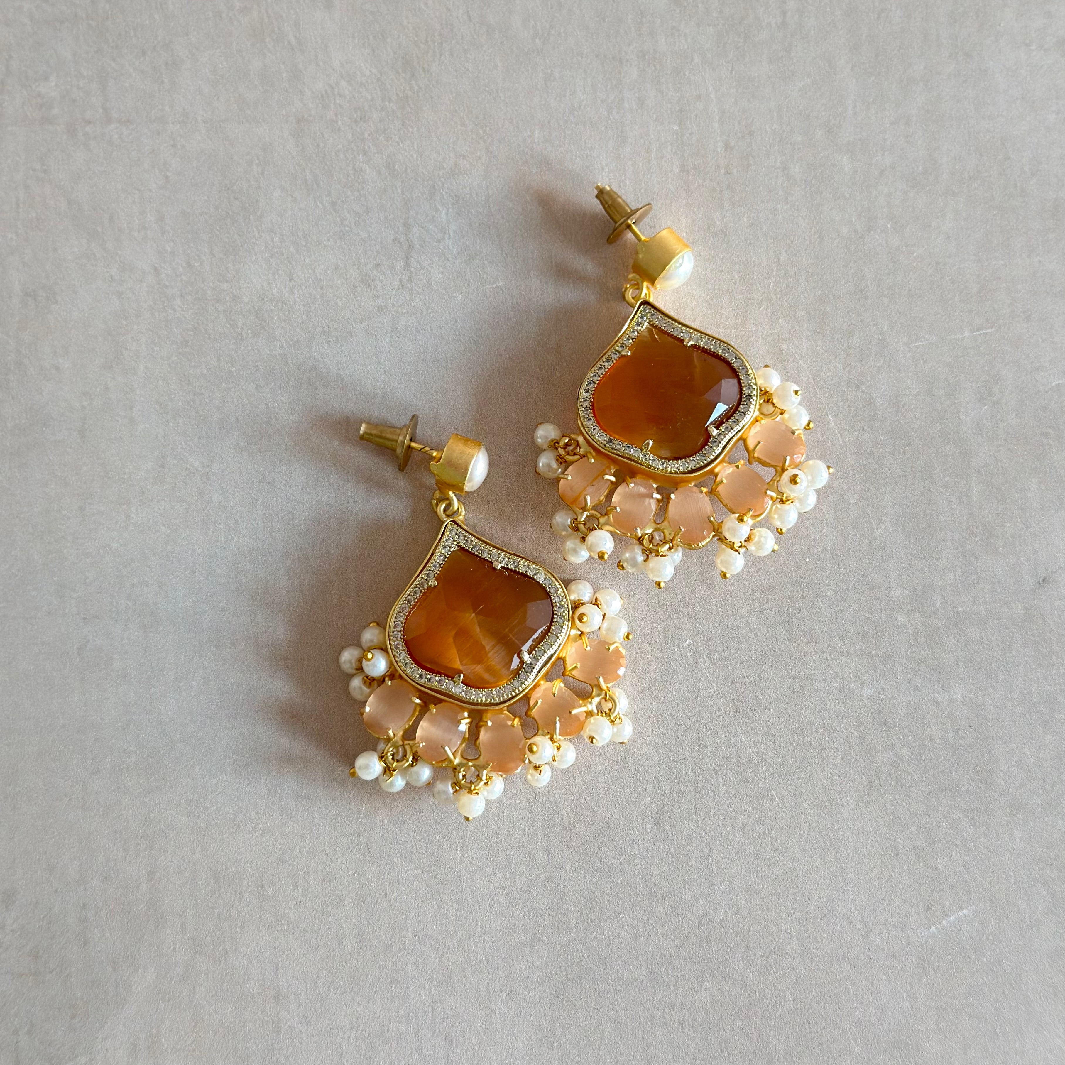 Safia Orange Drop Earrings - Ahseya & Co
