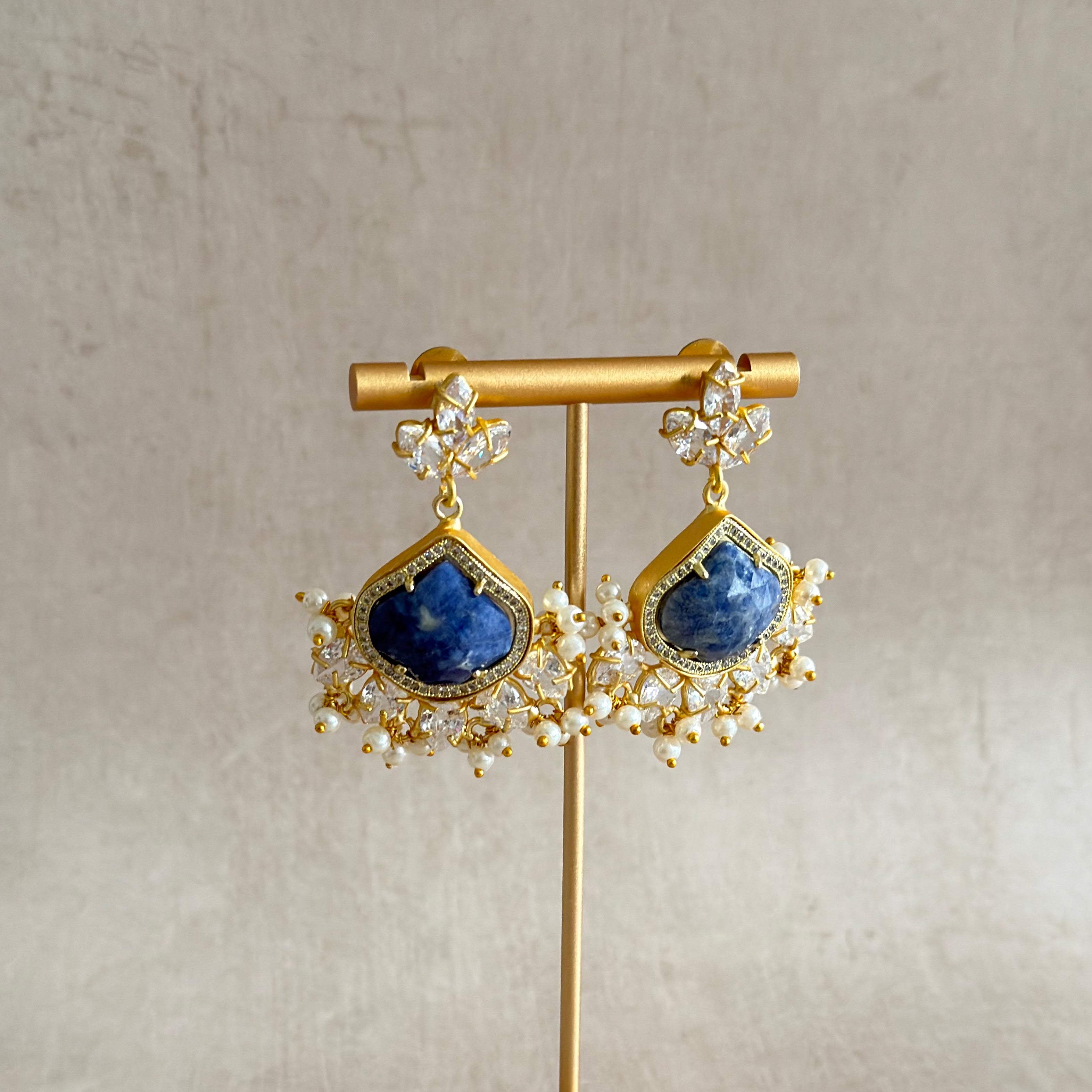 Inari Blue Crystal Drop Earrings - Ahseya & Co