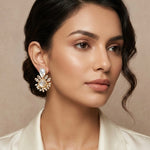 Rania Pearl Crystal Stud Earrings - Ahseya & Co