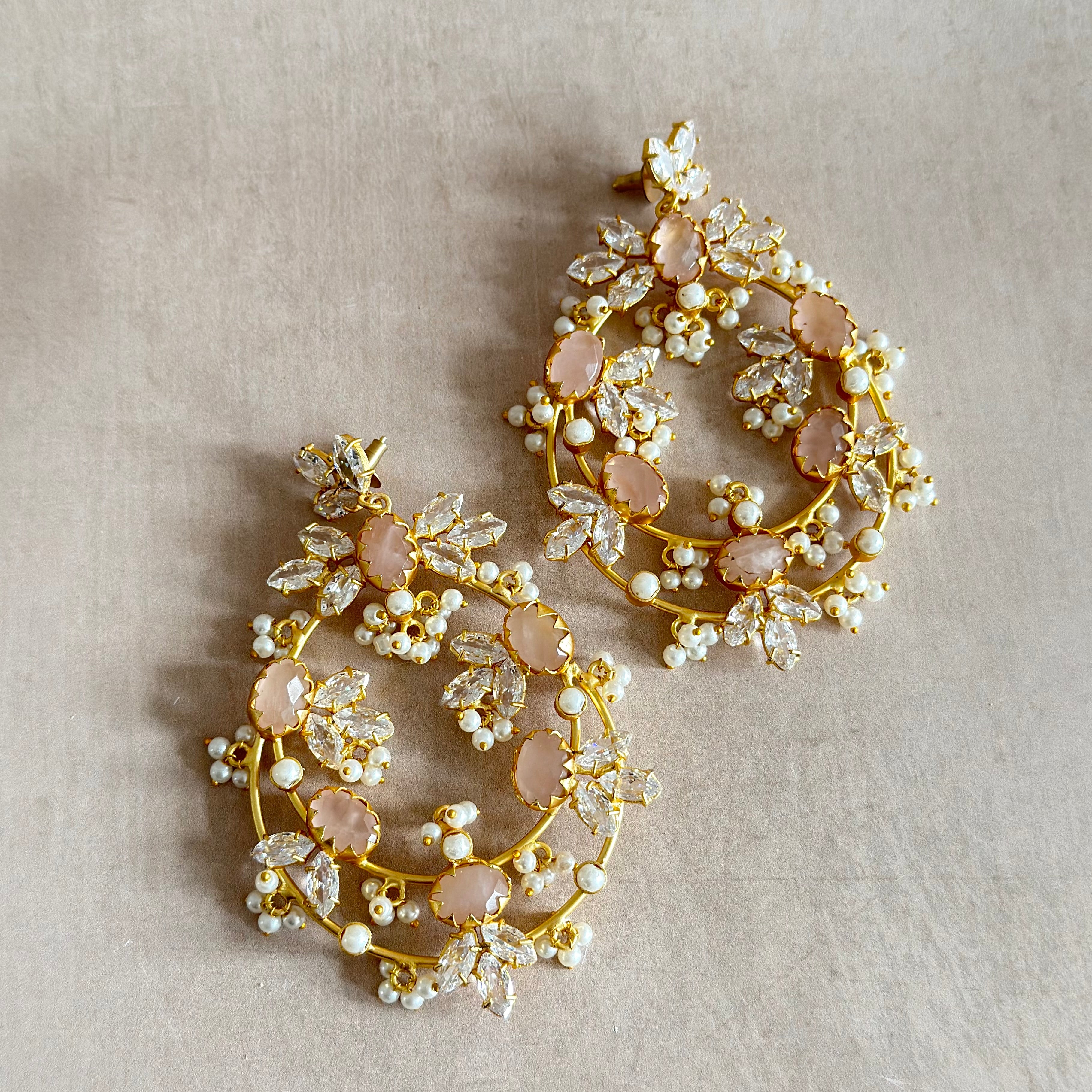 Tareen Rose Crystal Drop Earrings - Ahseya & Co