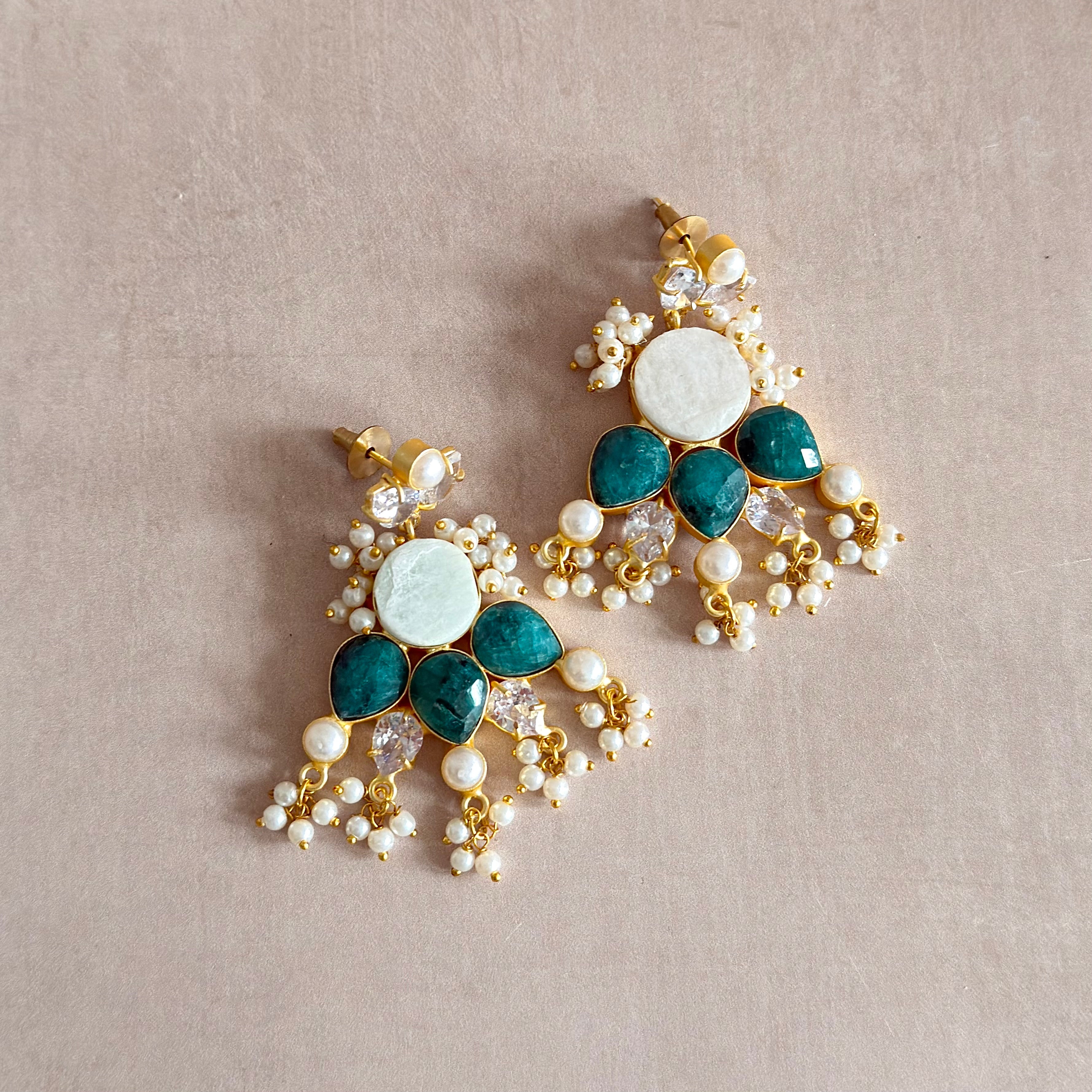 Green Pearl Earrings - Ahseya & Co